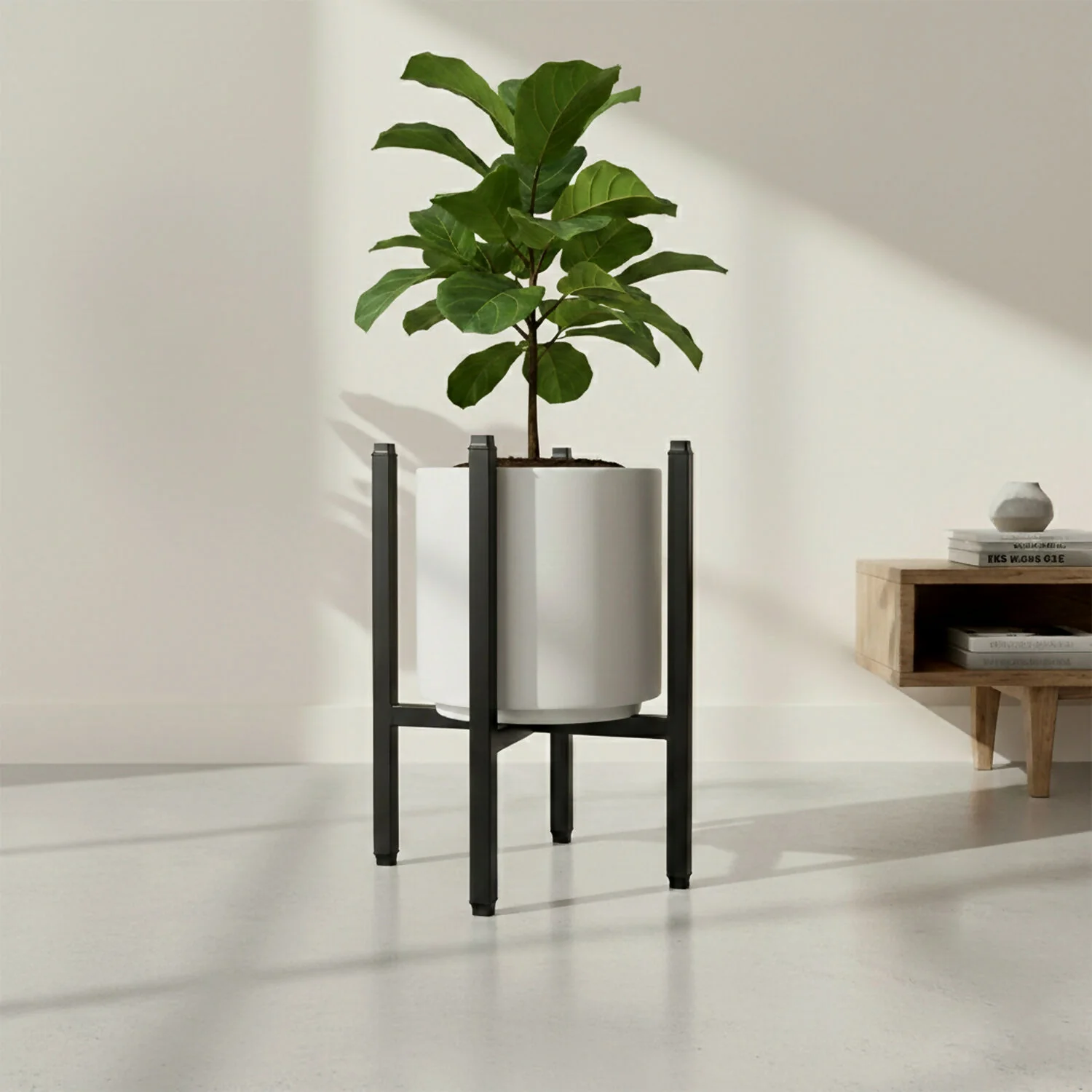 Modern Metal Floor Plant Stand for Indoor Home & Living Room Décor (10x10x15 Inch) - Image 3