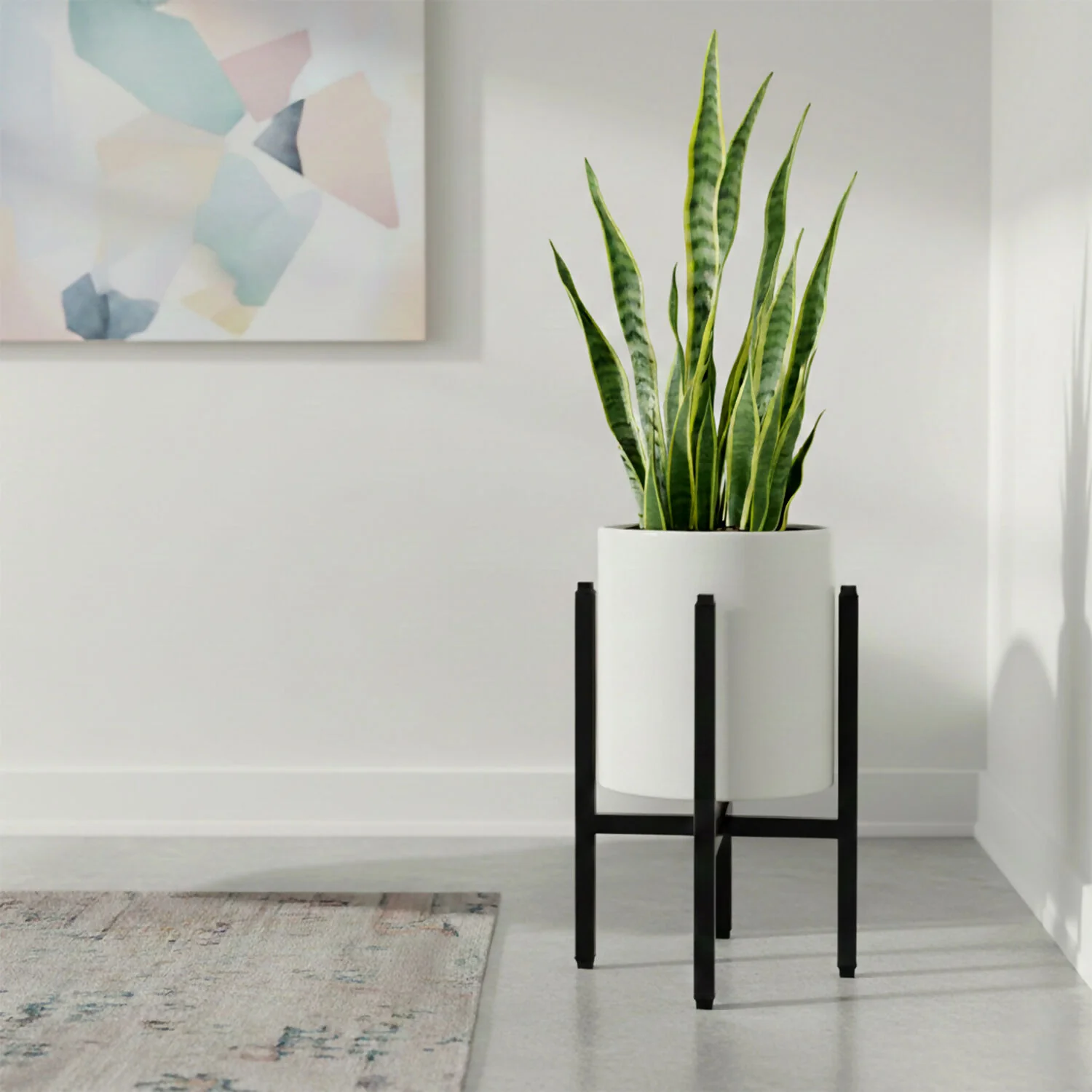 Modern Metal Floor Plant Stand for Indoor Home & Living Room Décor (10x10x15 Inch) - Image 4