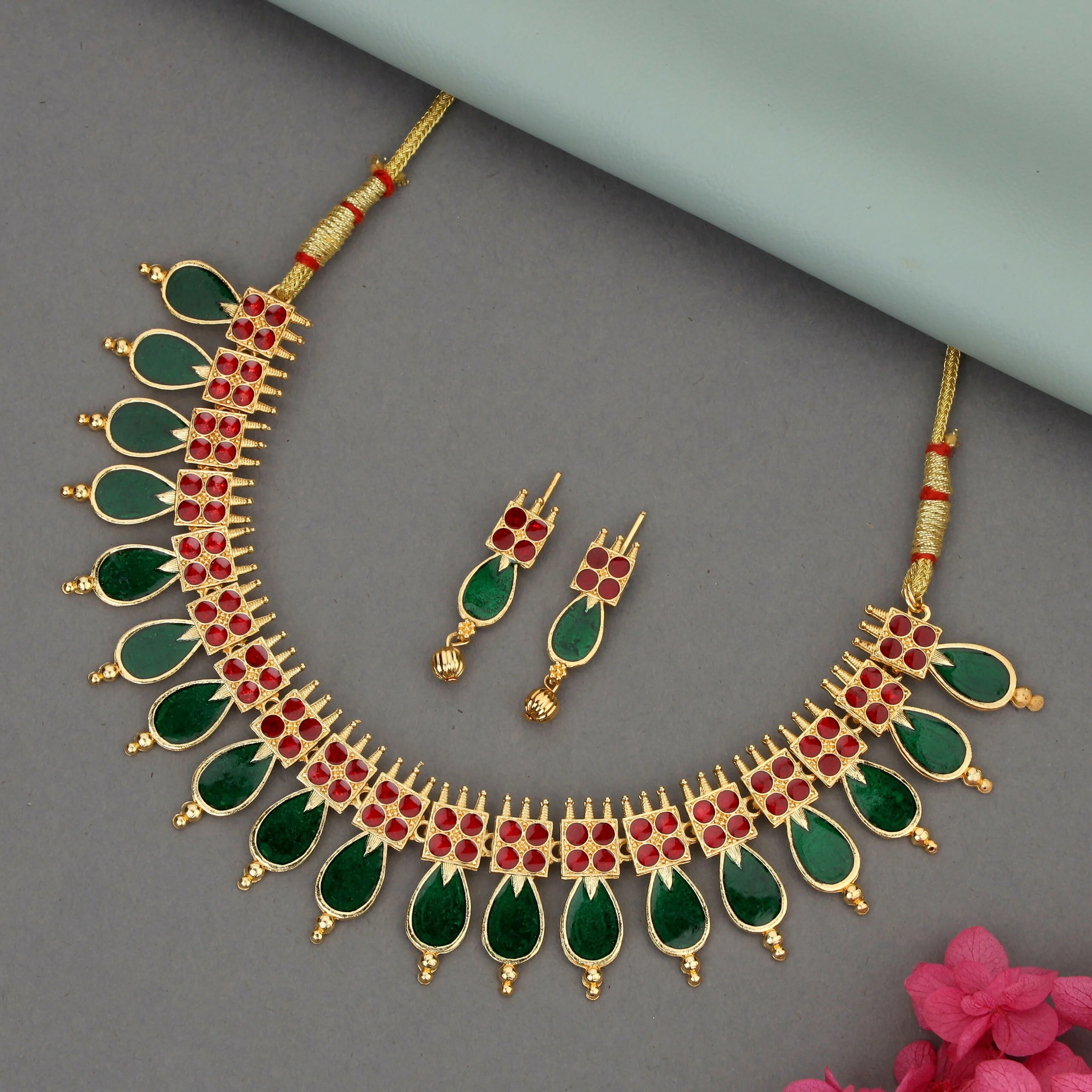 Modern Rose Gold Pave Crystal Teardrop Choker Set - Image 3