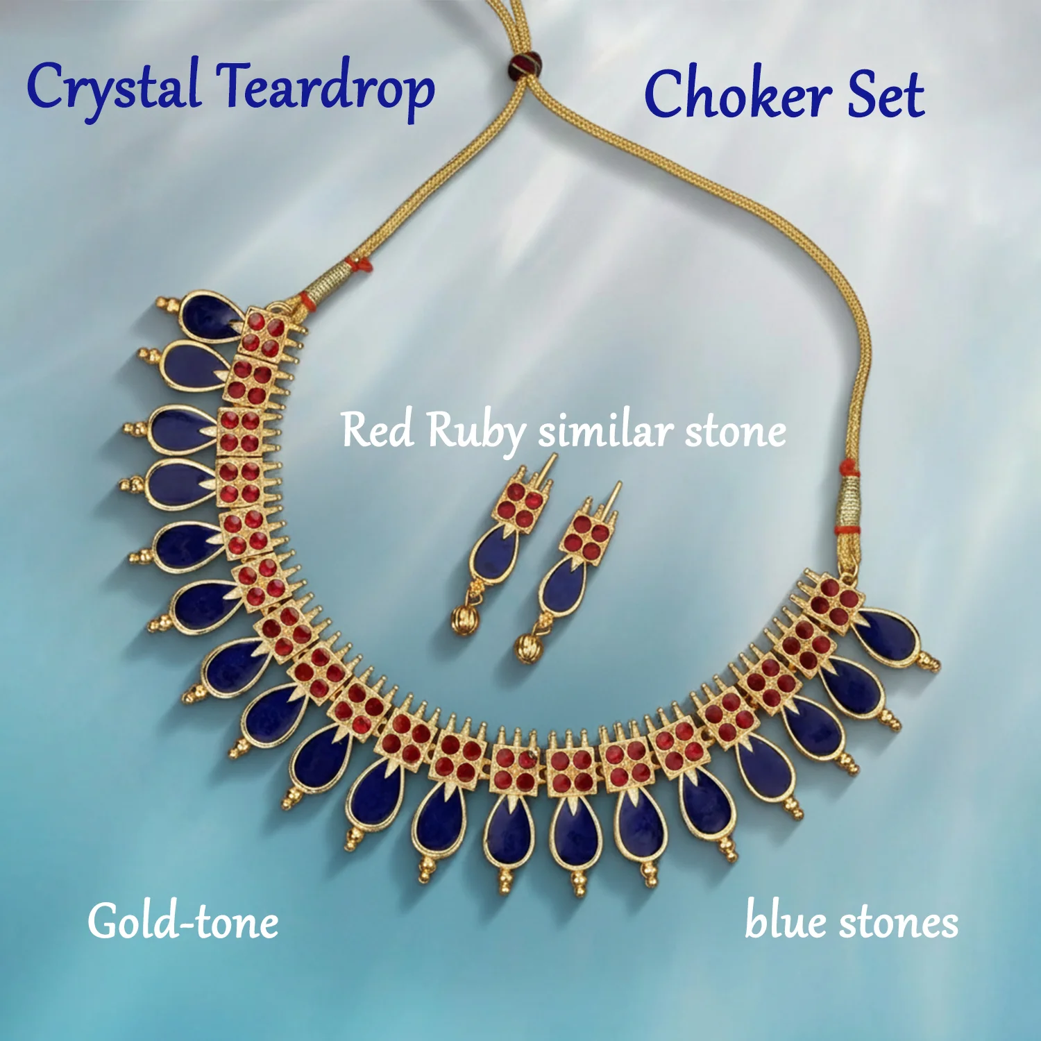 Modern Rose Gold Pave Crystal Teardrop Choker Set - Image 4