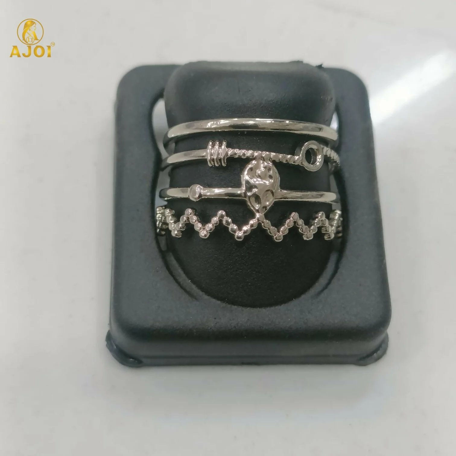 Modern Silver Stack Style Adjustable Ring - Image 5