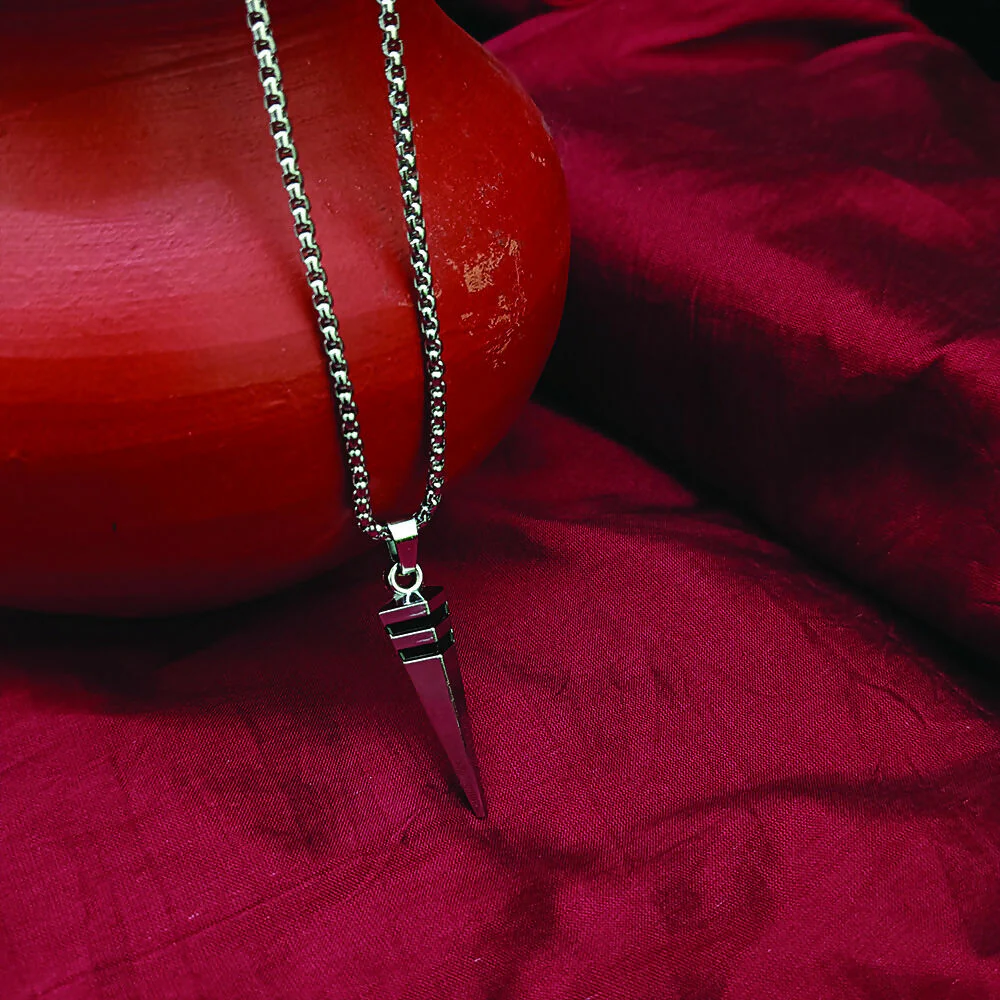 Modern Stainless Steel Triangle Pendant Necklace for Men - Image 3