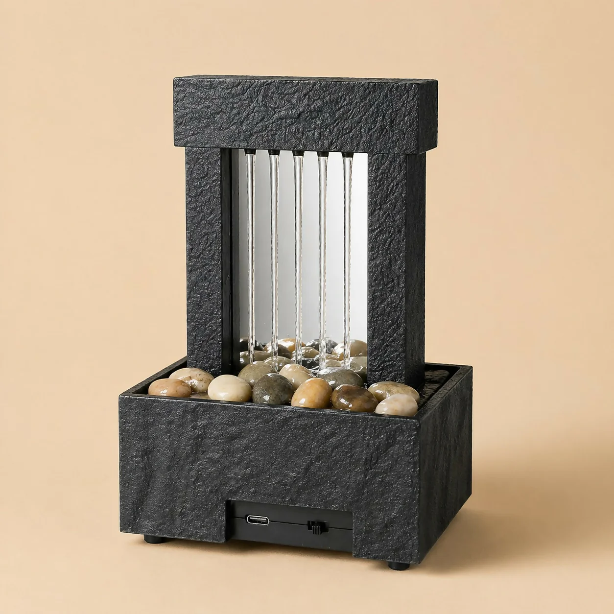 Modern Tabletop Water Fountain with Pebbles Indoor Décor - Image 4