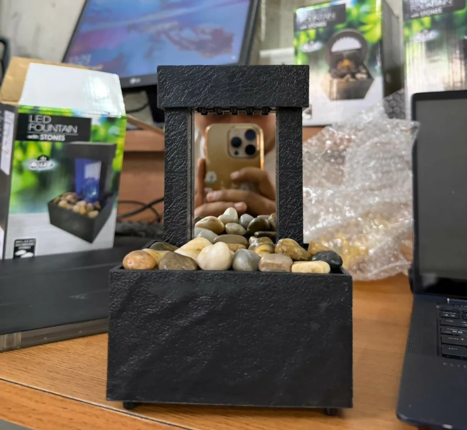 Modern Tabletop Water Fountain with Pebbles Indoor Décor - Image 6
