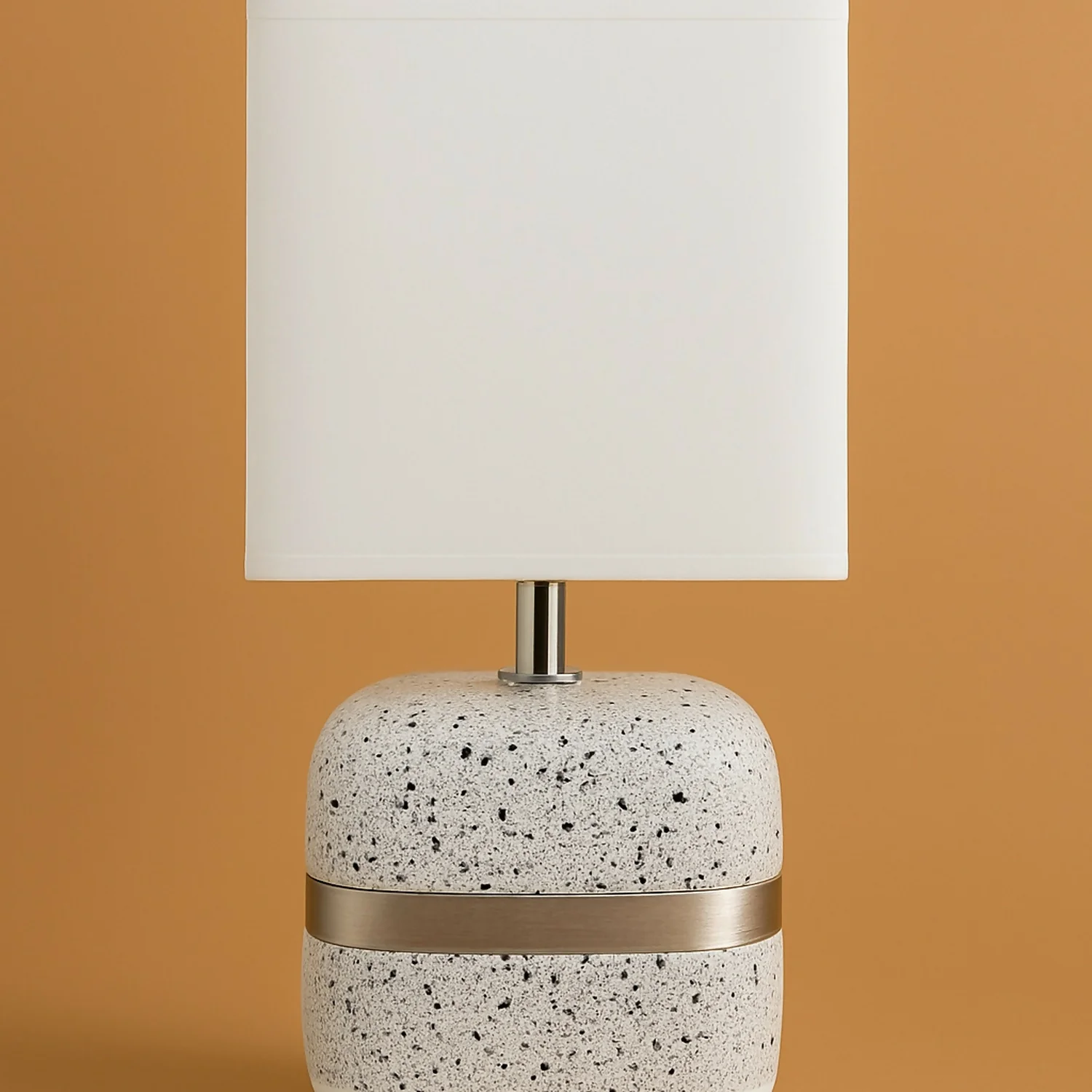 Modern Terrazzo Textured Table Lamp with White Fabric Shade - Image 2