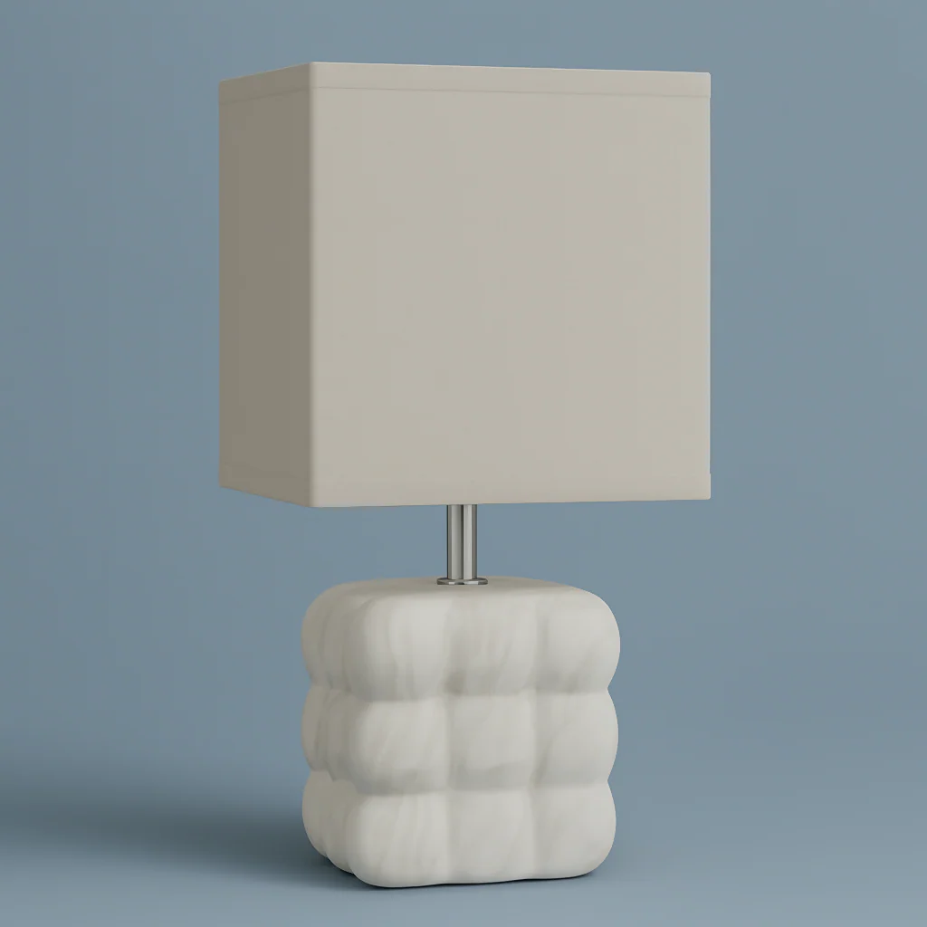 White Bubble Ceramic Table Lamp with Fabric Shade for Home Decor - Image 2