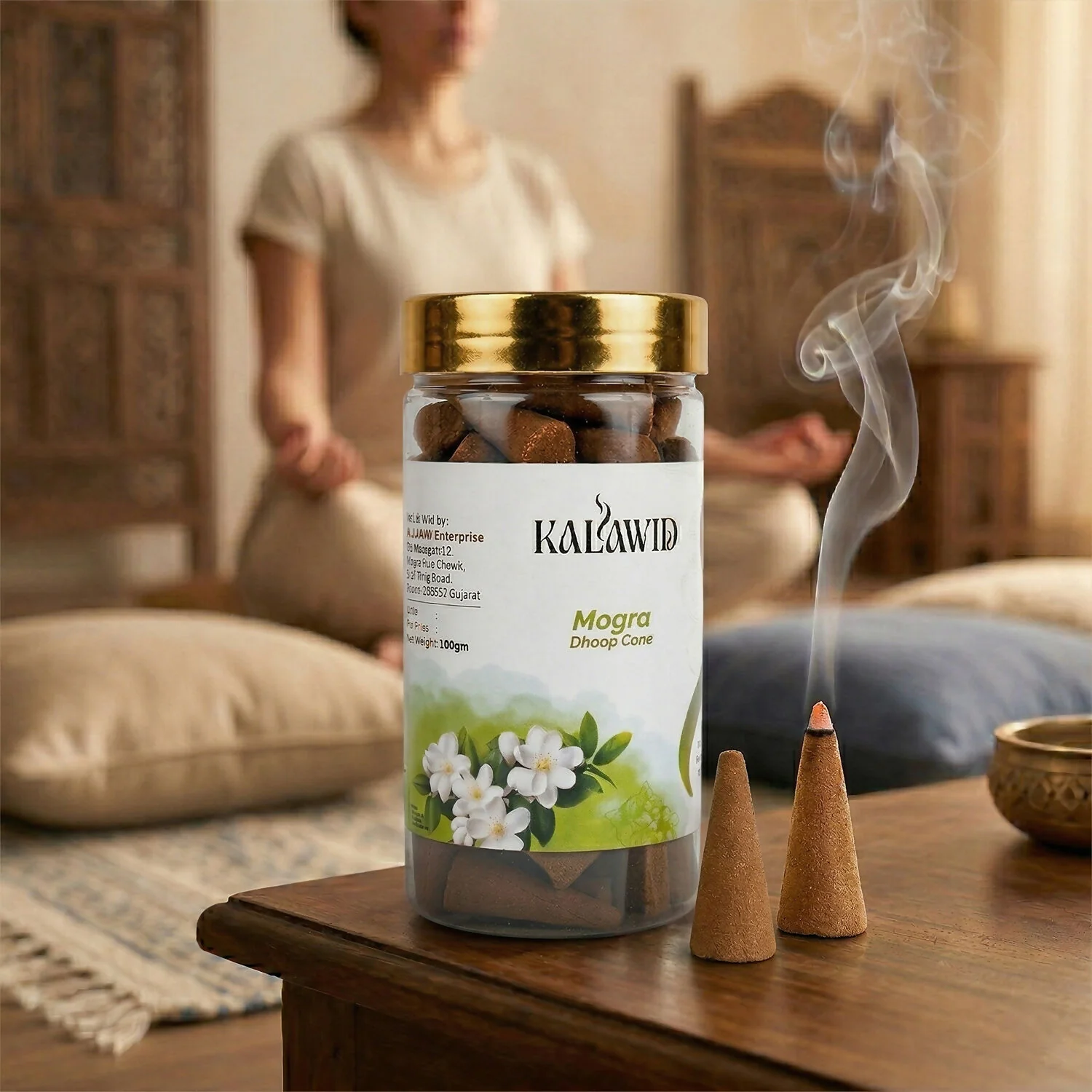 Mogra Dhoop Cone Fragrance Jar for Long Lasting Aroma & Spiritual Use (100 Gm) - Image 4