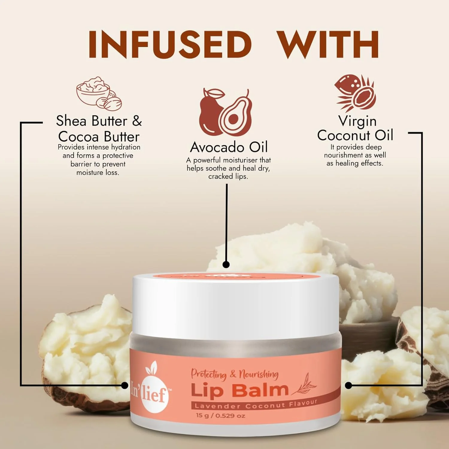 In'lief Moisturizing & Nourishing Lip Balm (1 Pc / 15 Gm) - Image 4
