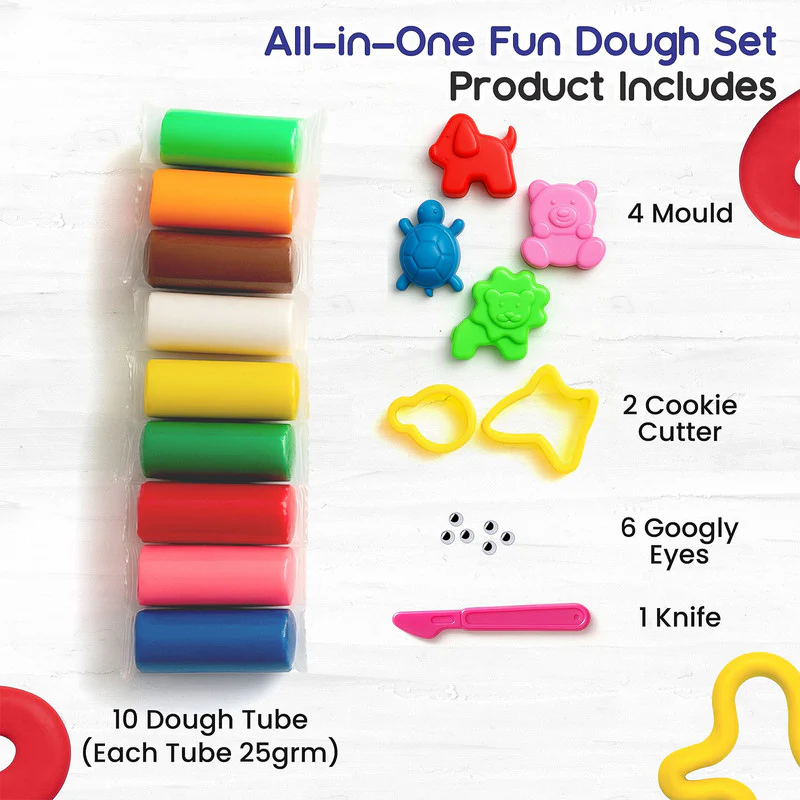 Aditi Moldy Magic 10-Color Dough Art Kit with Animal Moulds, Cutters & Carry Case - Image 2