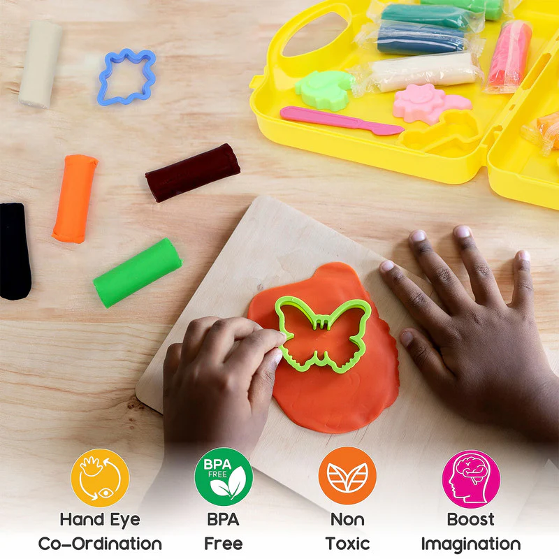 Aditi Moldy Magic 10-Color Dough Art Kit with Animal Moulds, Cutters & Carry Case - Image 4