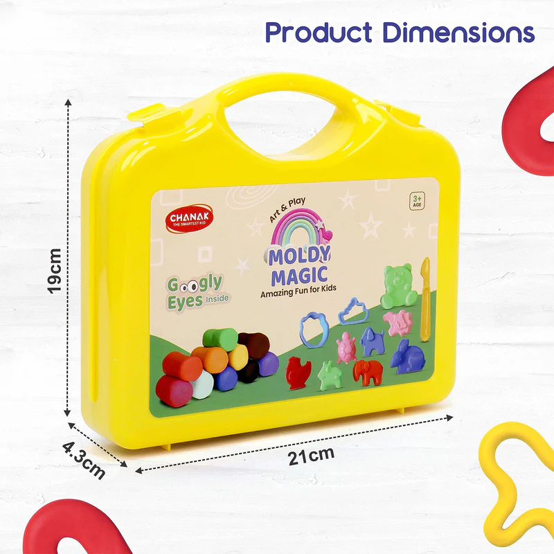 Aditi Moldy Magic 10-Color Dough Art Kit with Animal Moulds, Cutters & Carry Case - Image 6