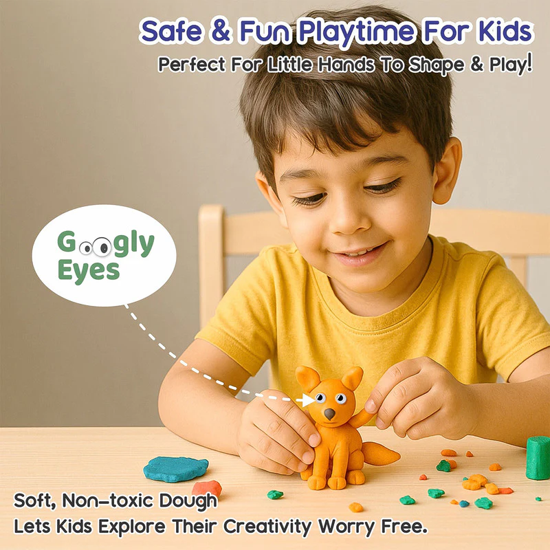Aditi Moldy Magic 10-Color Dough Art Kit with Animal Moulds, Cutters & Carry Case - Image 7