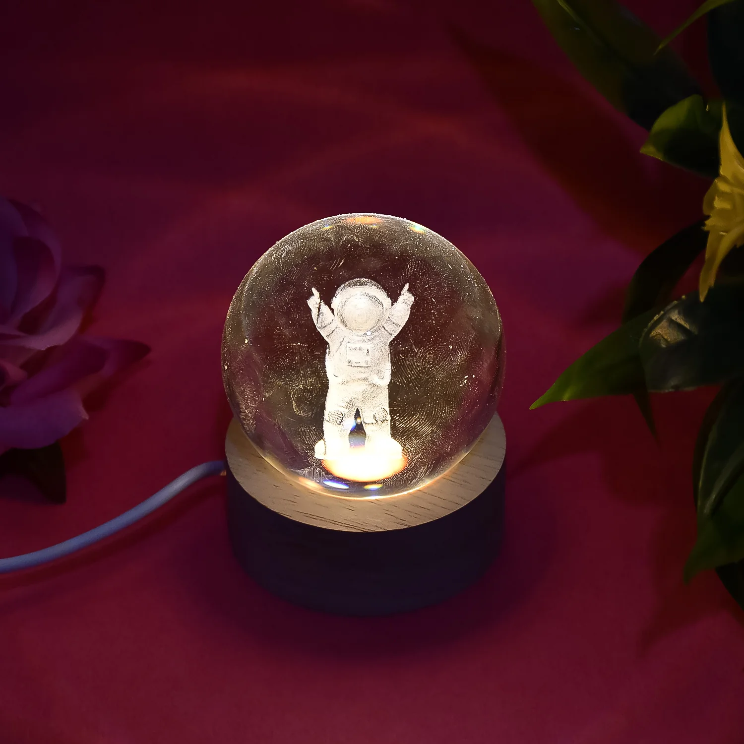 Moon 3D Crystal Ball Lamps with Base For Bedroom 3D Lamps (1 Pc) - Image 6