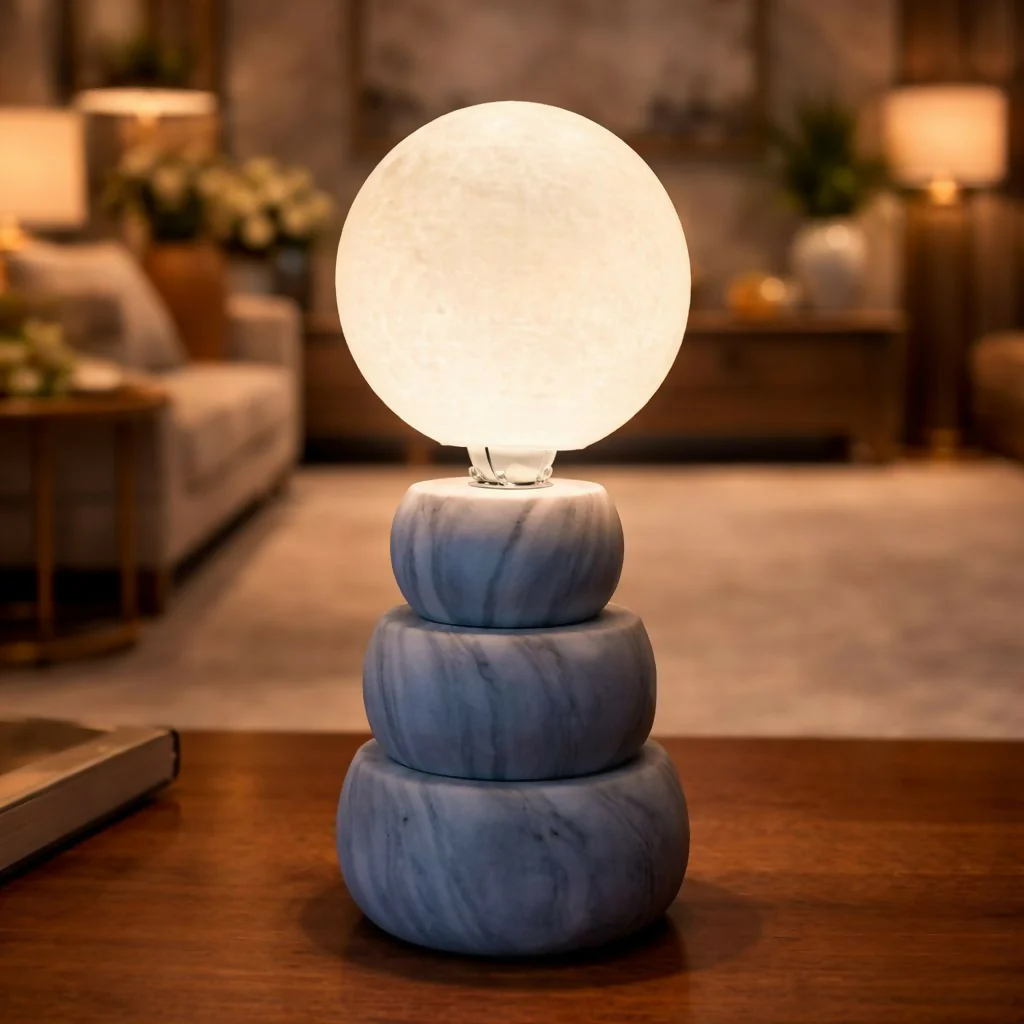 Moon Light Lamp with Stone Base Decorative LED Night Lamp - Image 2