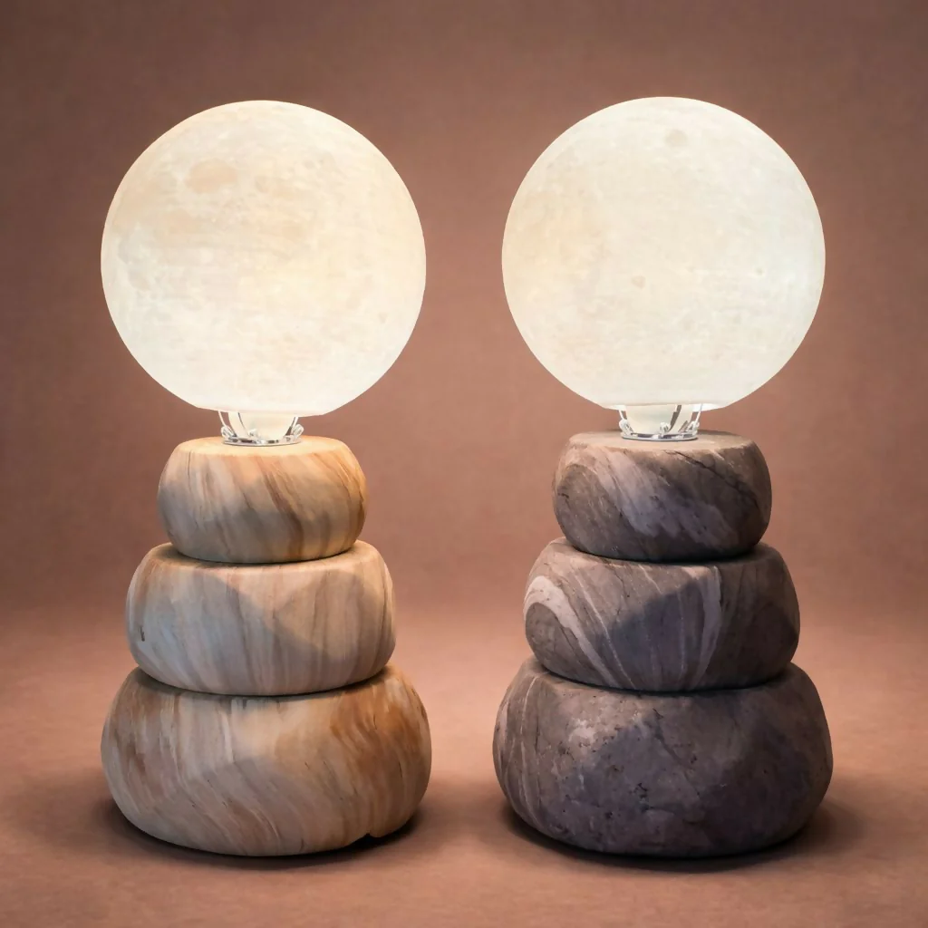Moon Light Lamp with Stone Base Decorative LED Night Lamp - Image 3