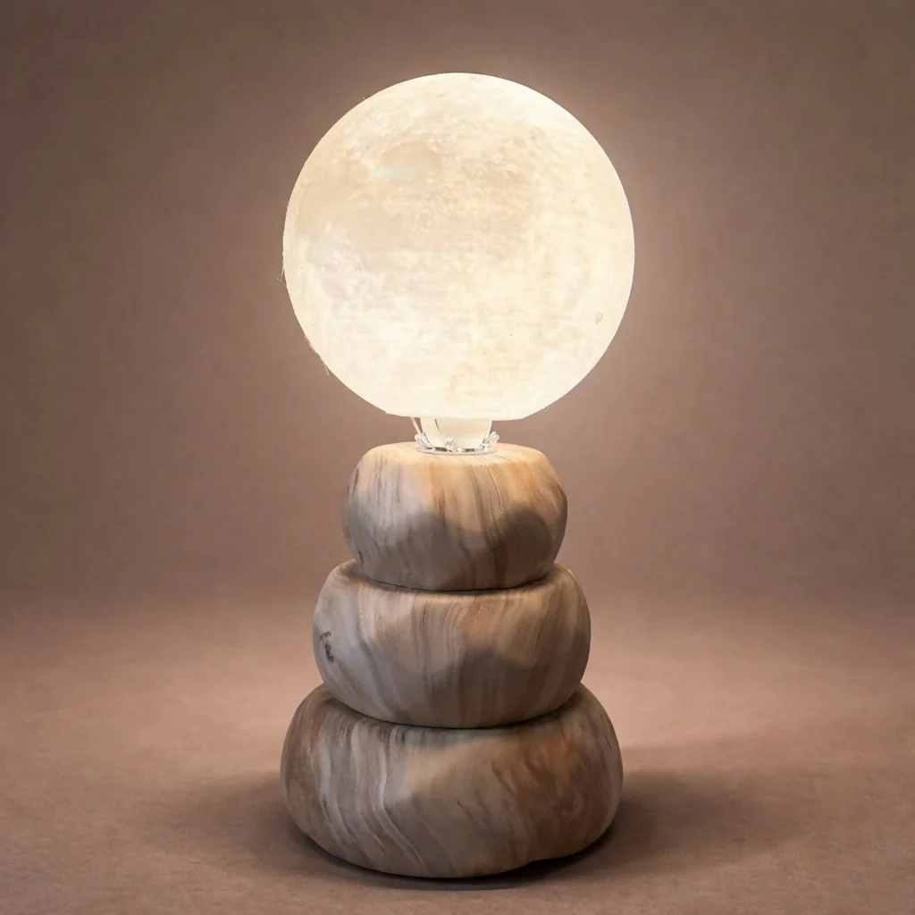Moon Light Lamp with Stone Base Decorative LED Night Lamp - Image 4