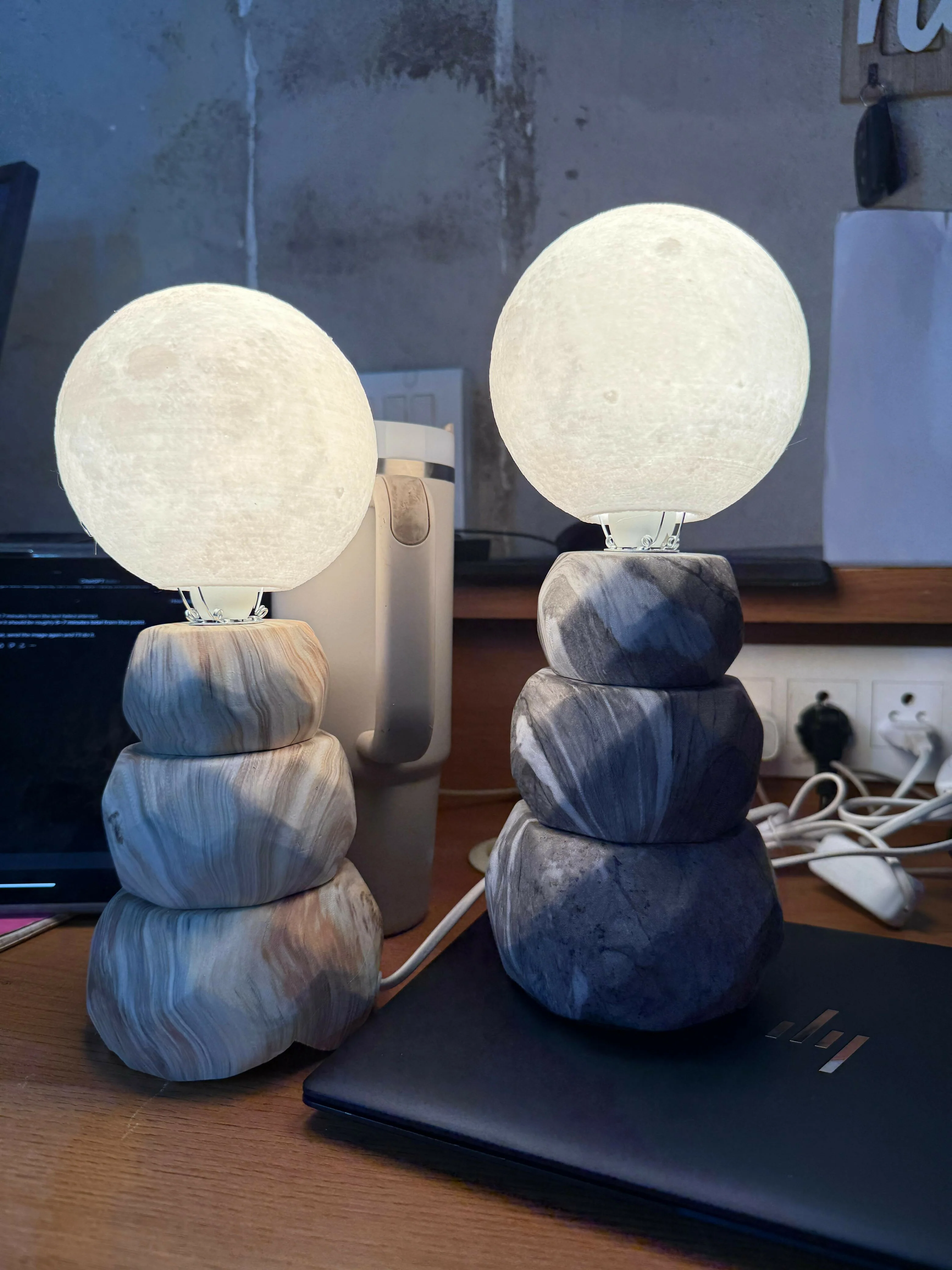Moon Light Lamp with Stone Base Decorative LED Night Lamp - Image 5