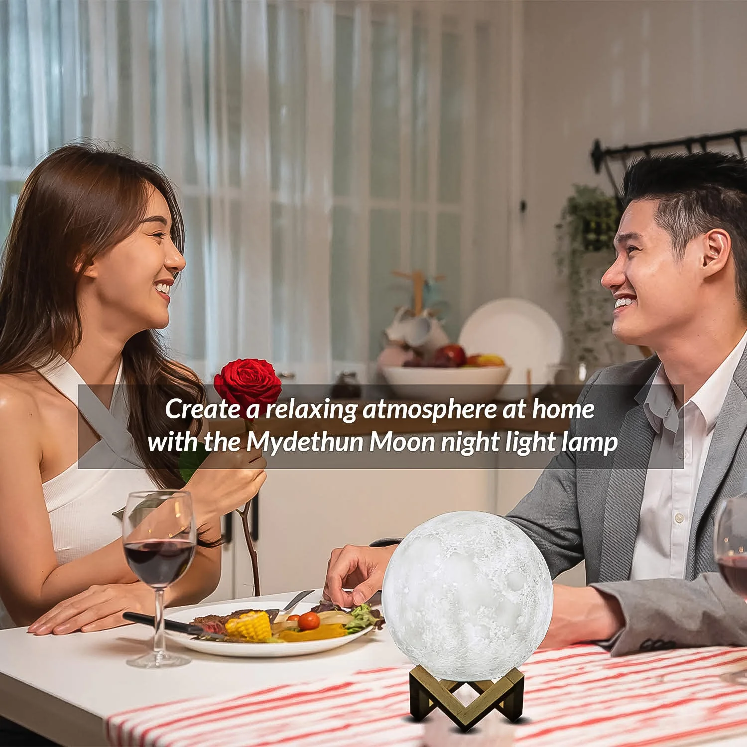 Moon Night Lamp with Plastic Stand Night Lamp for Bedroom (15x13 Cm / 1 Pc) - Image 3
