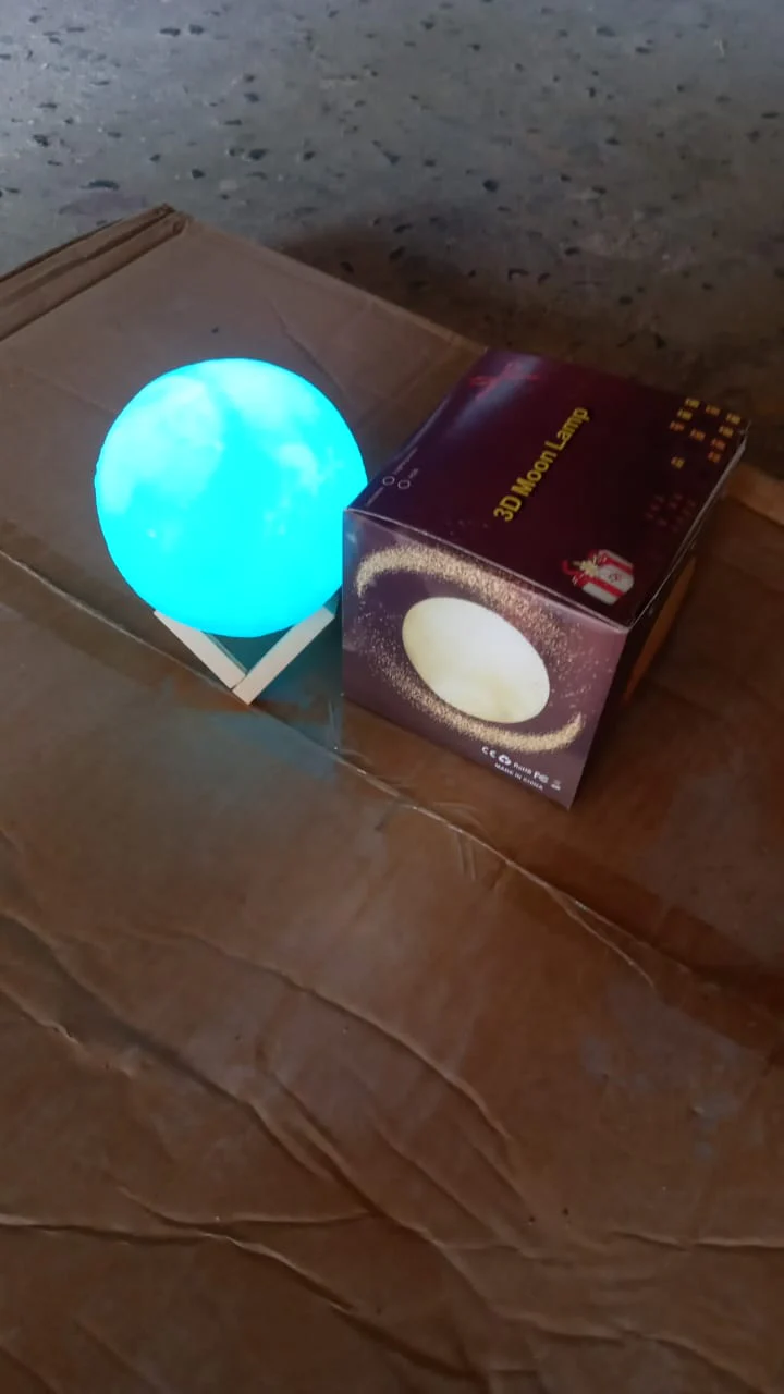 Moon Night Lamp Blue Color with Plastic Stand (15 x12 Cm / 1 Pc) - Image 7
