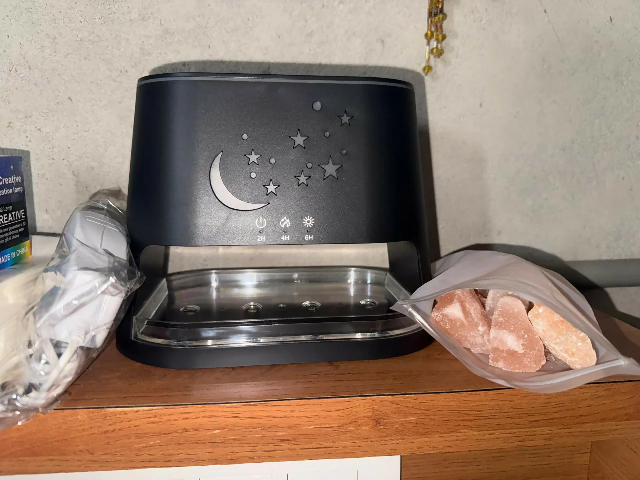 Moon & Stars Flame Aroma Diffuser with Himalayan Salt Rocks & Remote - Image 5