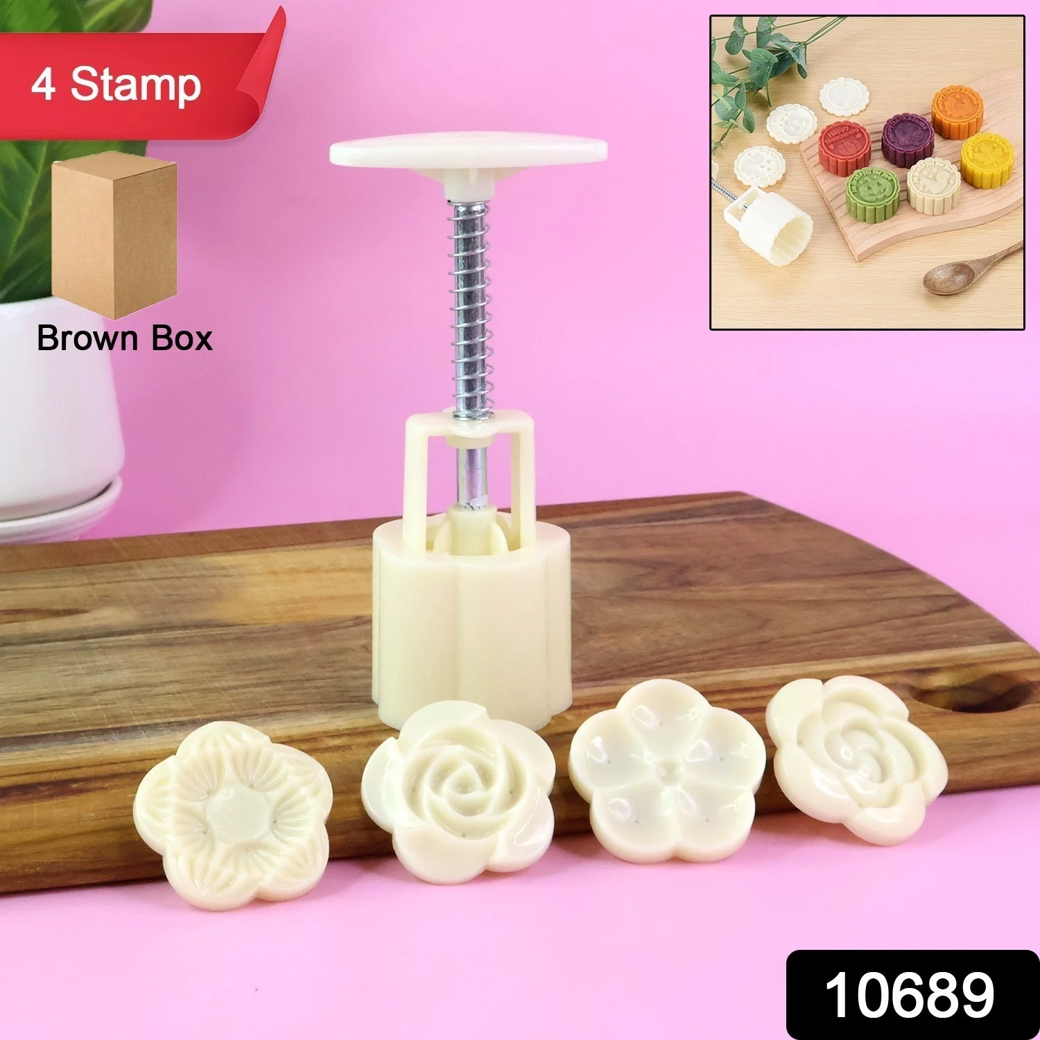 Mooncake Press Mold with 4 Stamps set - Image 2