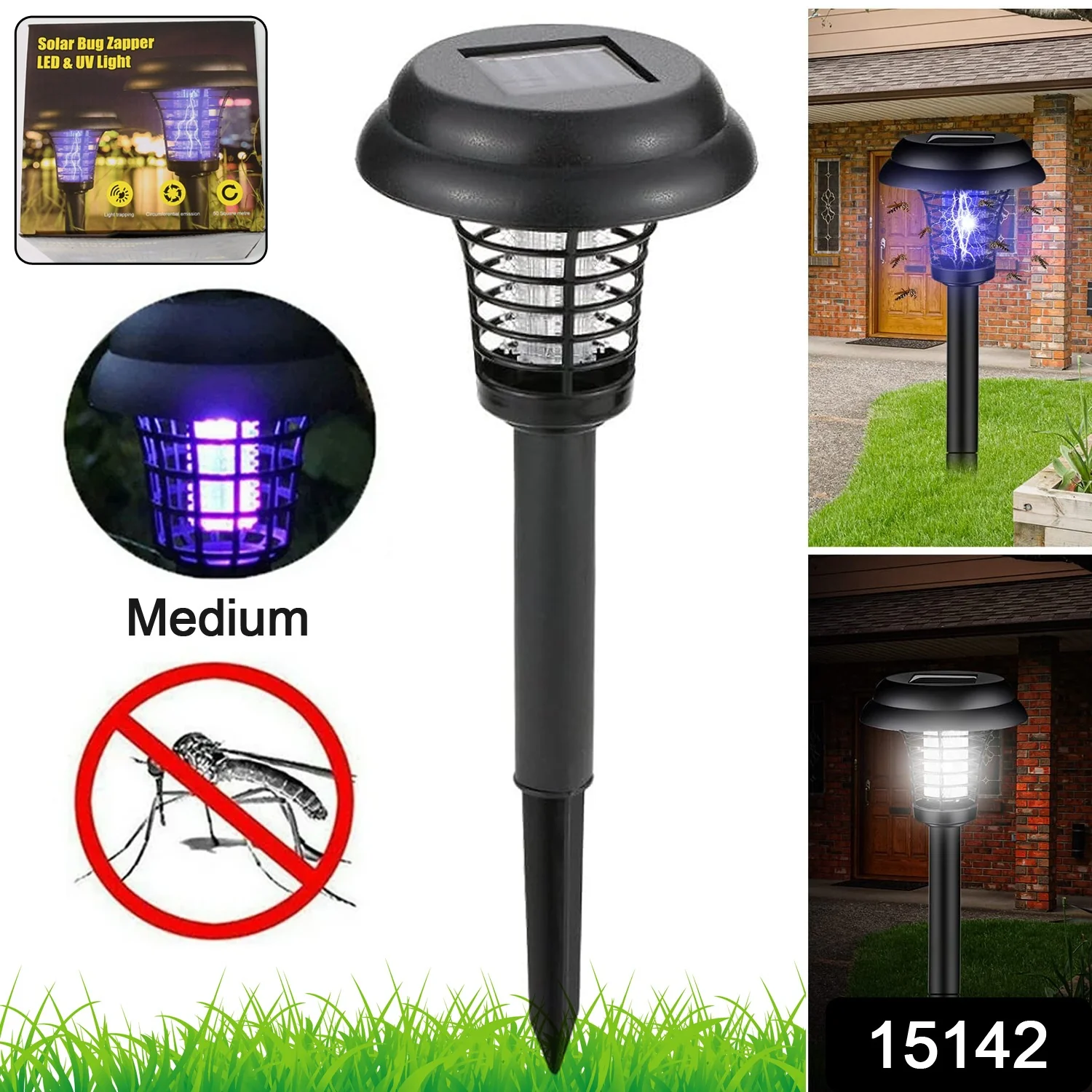 Medium Garden Solar Powered LED Mosquito Trap / Bug Zapper (1 Pc) - Image 2