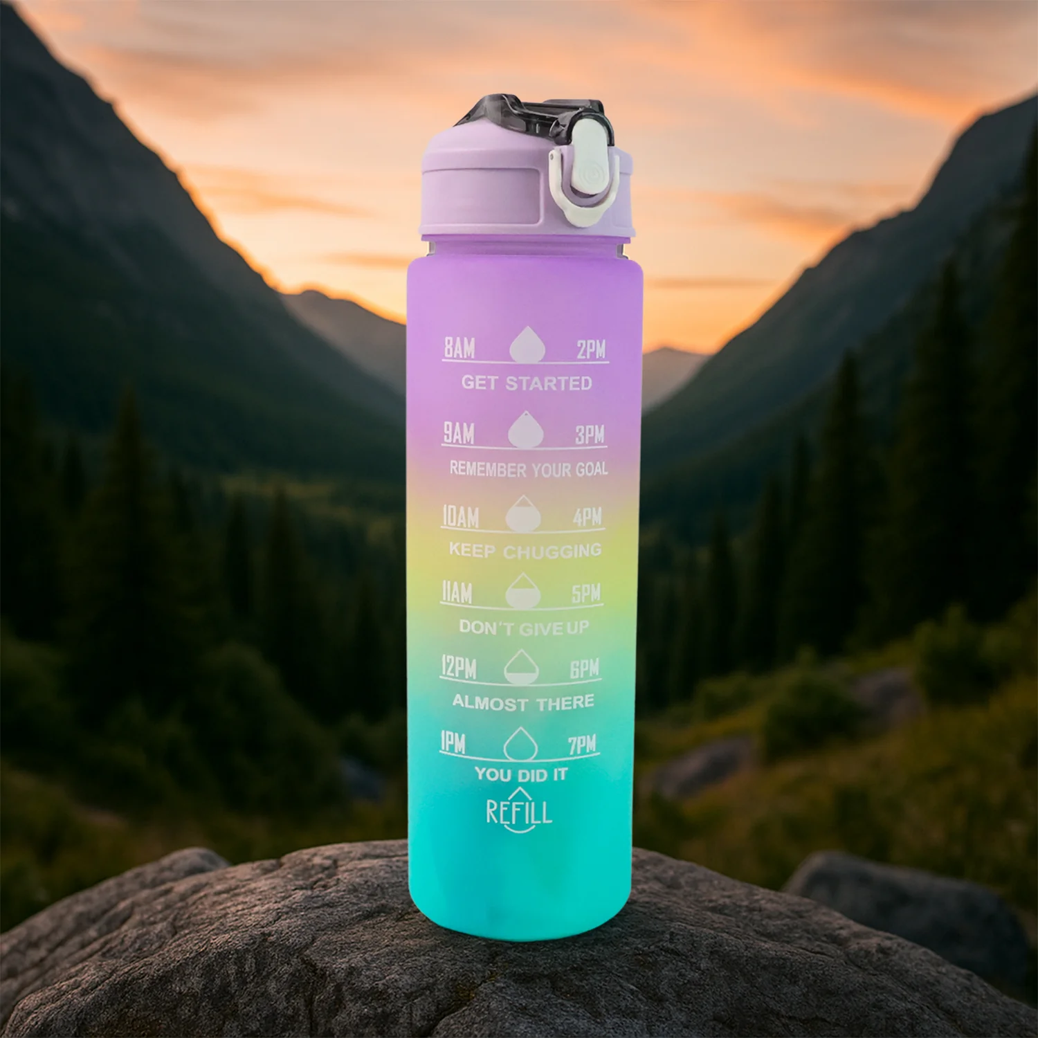 Motivational Water Bottle with Straw & Time Marker - Image 6
