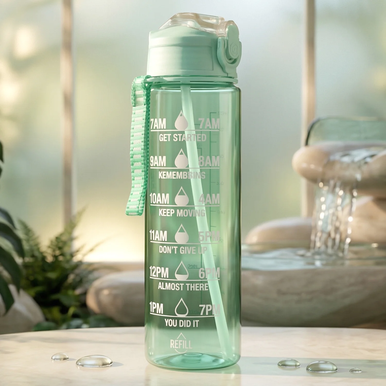 Motivational Water Bottle with Time Marker and Flip Top Lid (900 ML) - Image 5