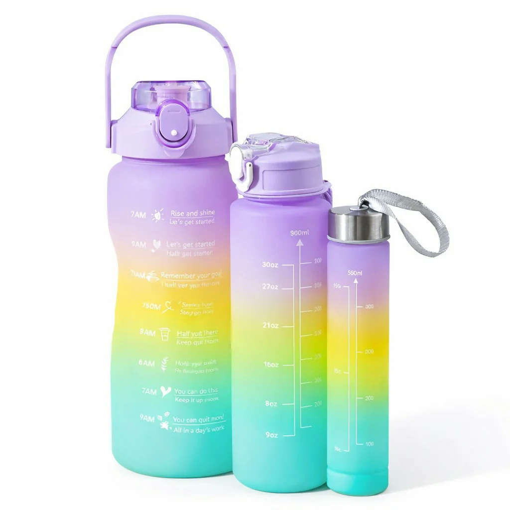 Motivational Water Bottle with Time Marker Leakproof Gym Bottle - Image 2