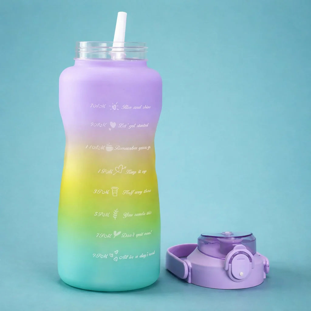 Motivational Water Bottle with Time Marker Leakproof Gym Bottle - Image 3