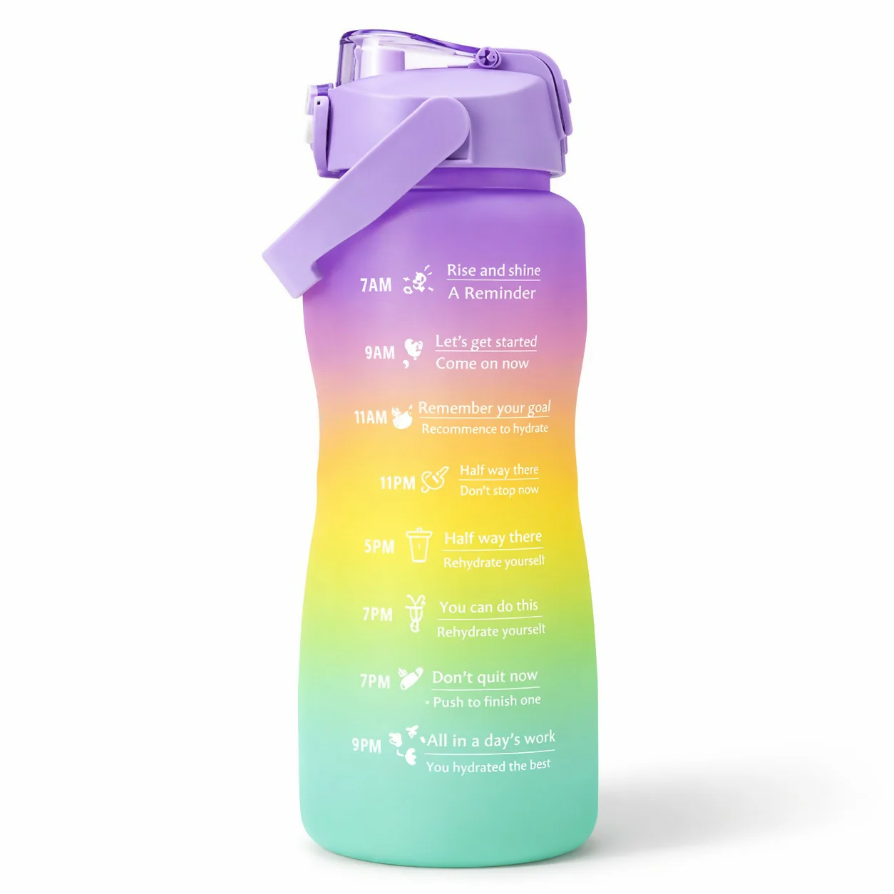 Motivational Water Bottle with Time Marker Leakproof Gym Bottle - Image 4