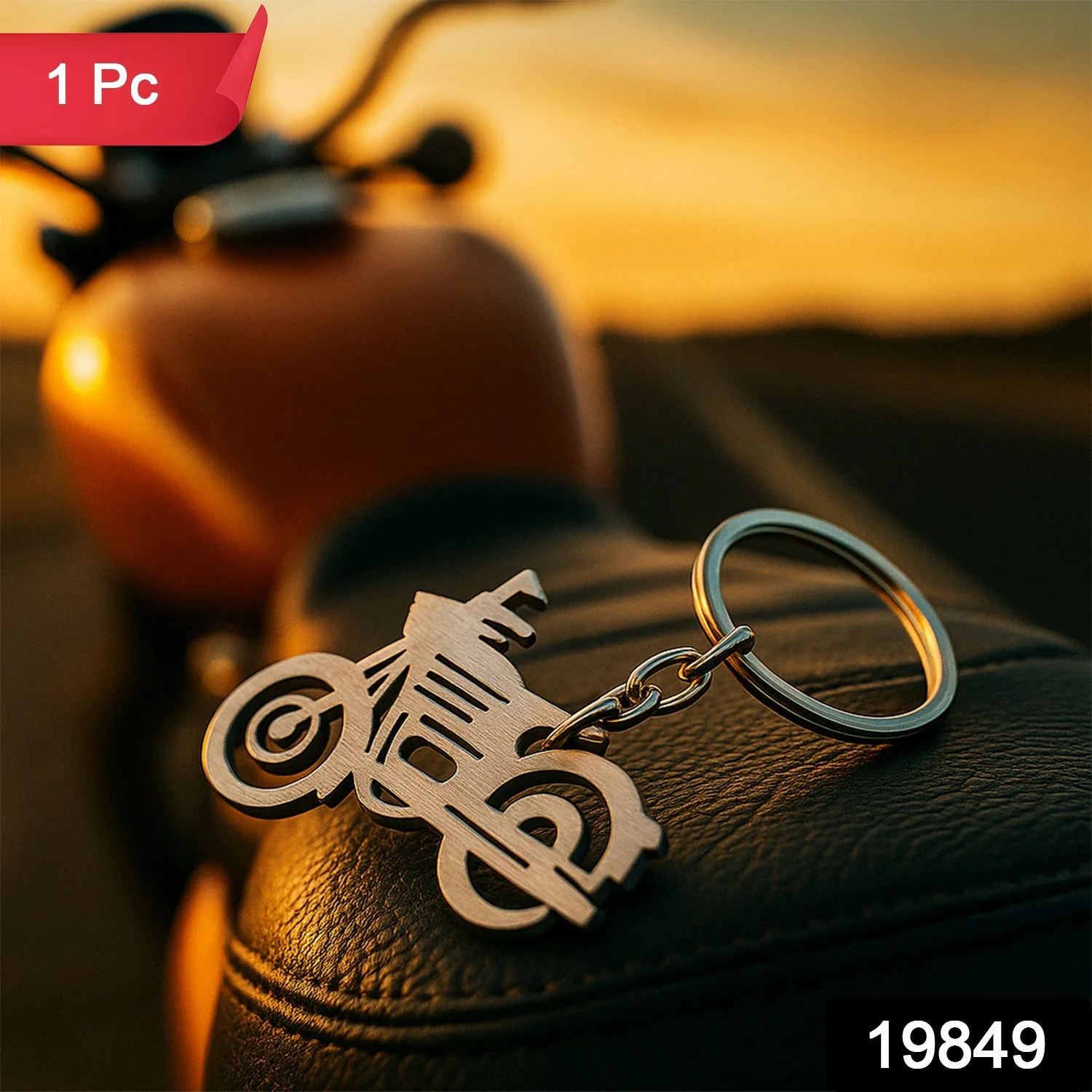 Motorcycle Silhouette Metal Keychain - (1 Pc) - Image 2