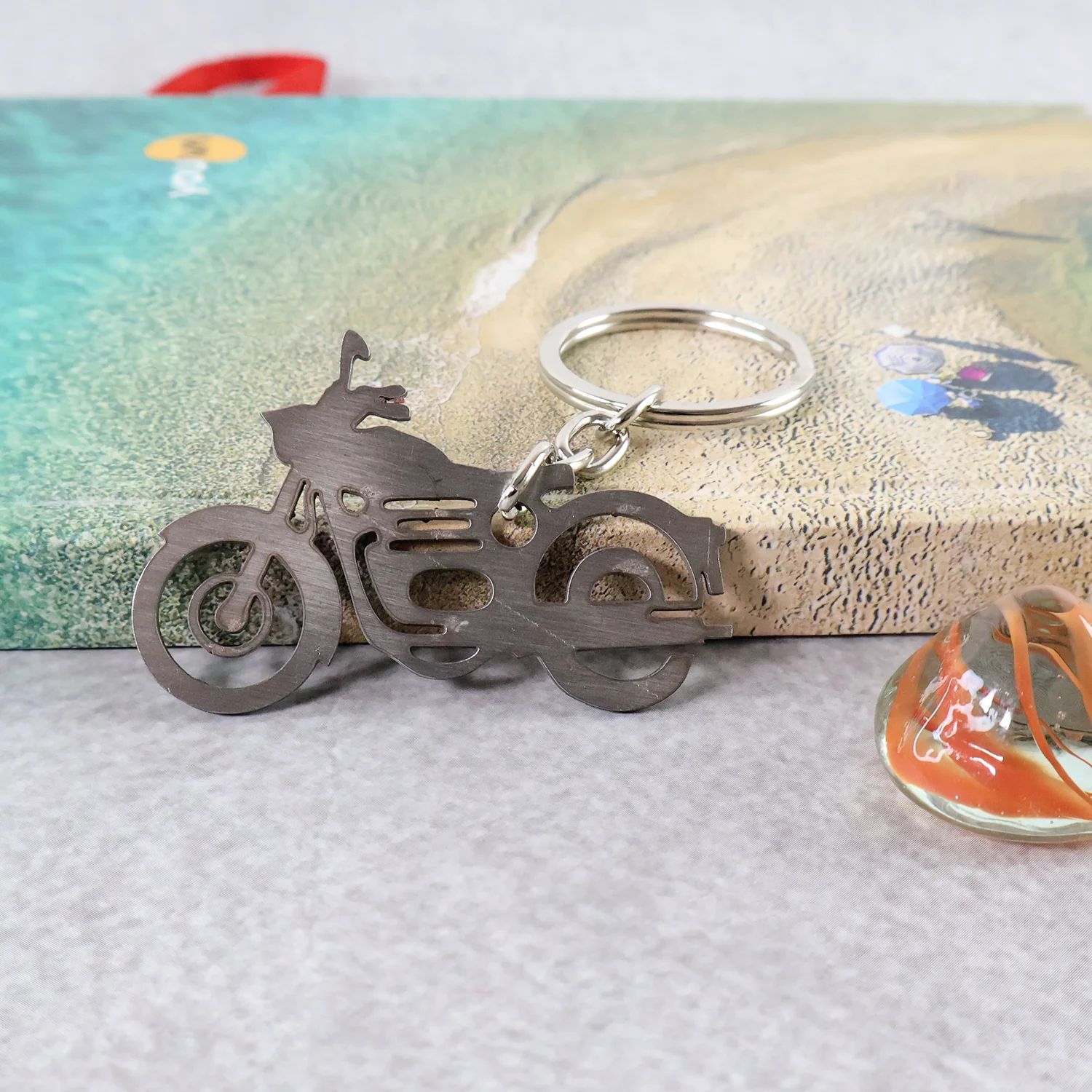 Motorcycle Silhouette Metal Keychain - (1 Pc) - Image 3