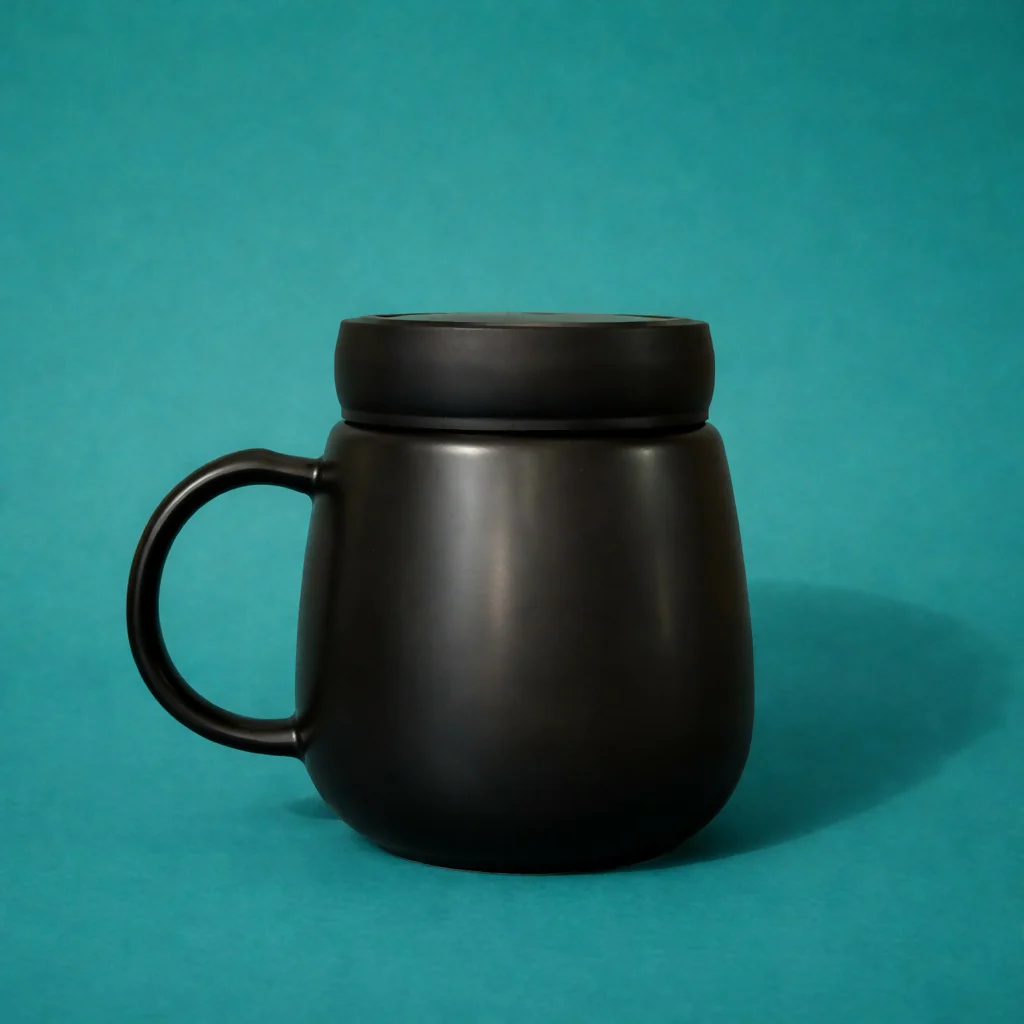 Mr Printed Ceramic Coffee Mug with Lid, Stylish Tea Cup - Image 4