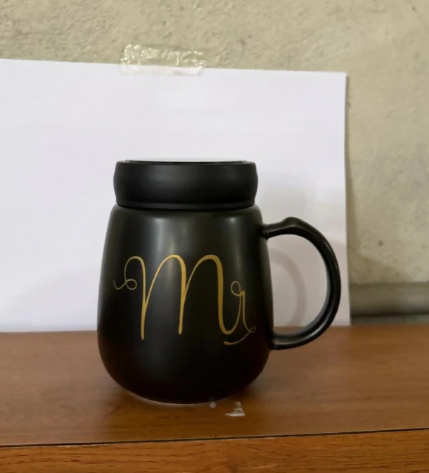 Mr Printed Ceramic Coffee Mug with Lid, Stylish Tea Cup - Image 5