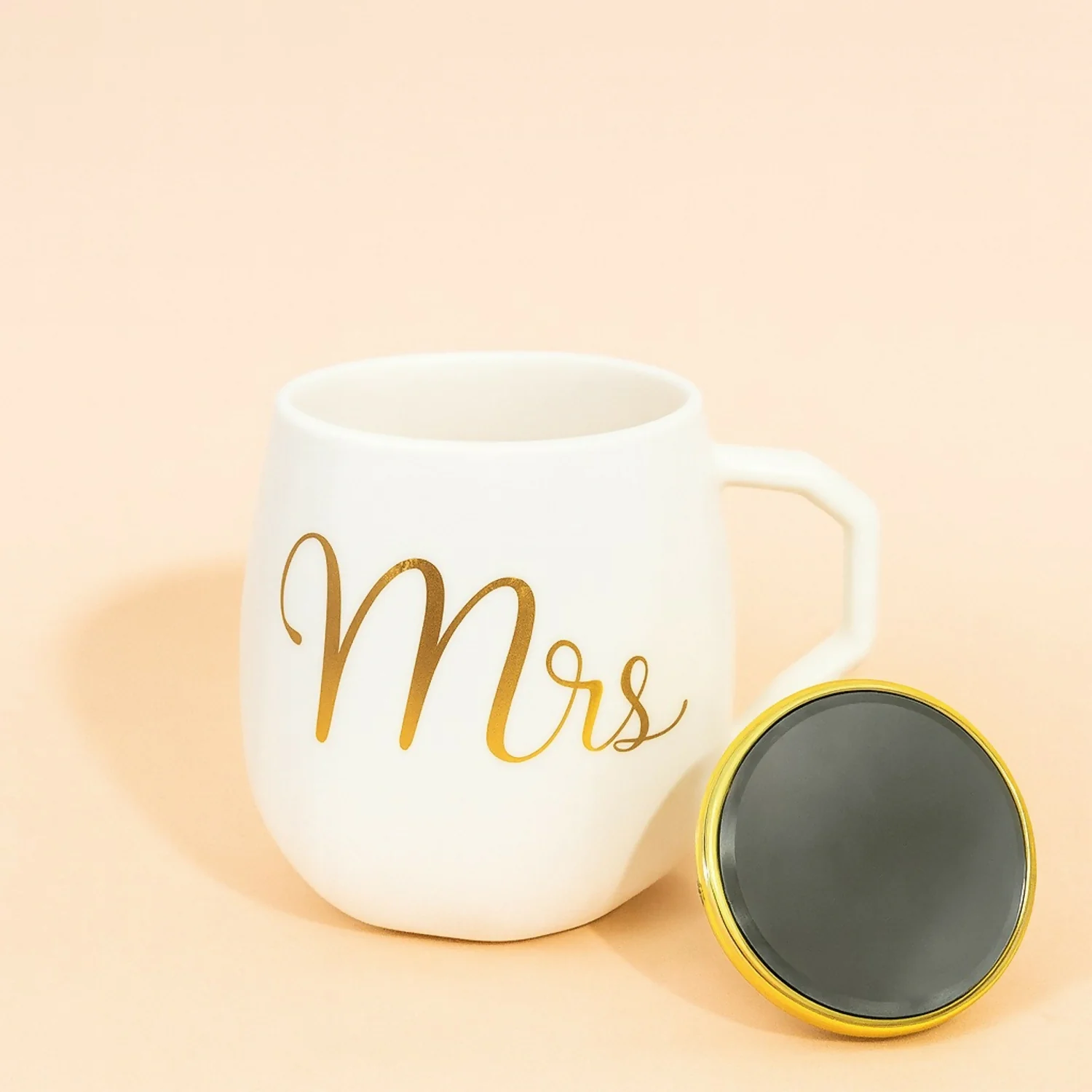 Mrs Ceramic Mug with Golden Lid & Handle | Premium Designer Tea & Coffee Cup for Women | Elegant Mrs Print Gift Mug | Heat-Retaining Lid | Perfect Gift for Wife, Girlfriend, Sister & Mom | Stylish Home & Office Mug (Mrs Edition) - Image 2