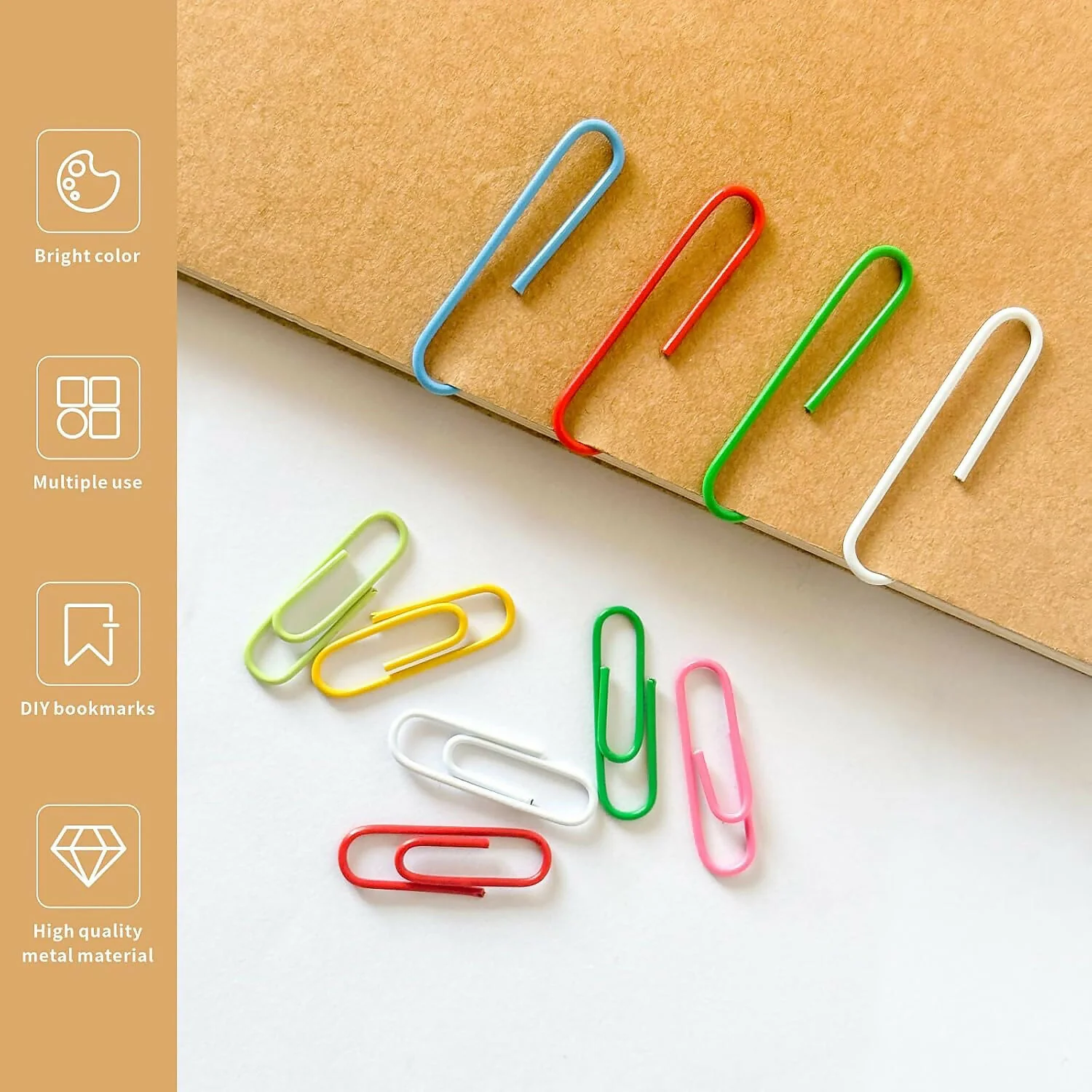 Multi-Color Vinyl Coated Metal Paper Clips Use for Office, School & Home (80 No’s) - Image 2