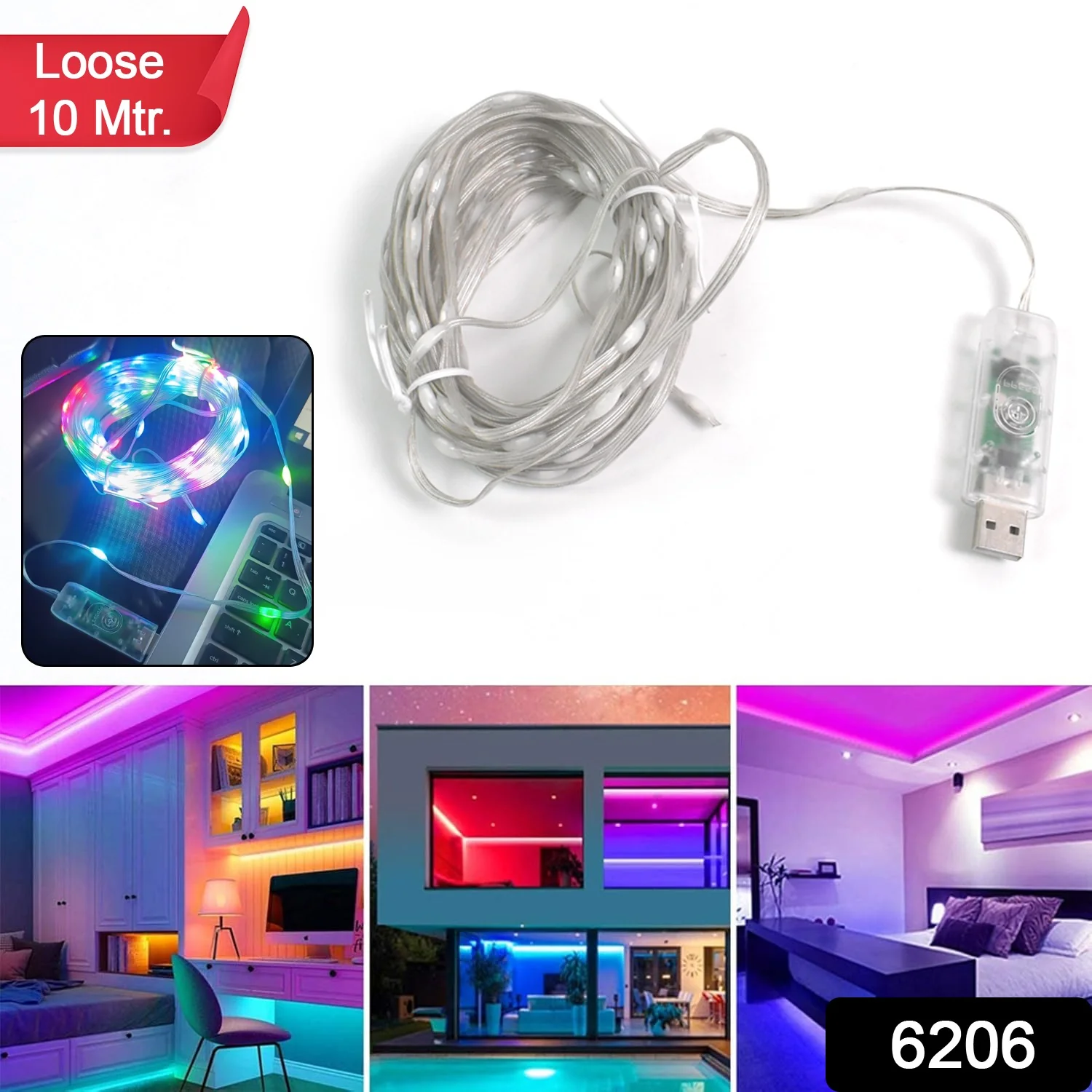 Multi Coloured 10M RGB LED Strip Lights (1 Pc / Loose) - Image 2