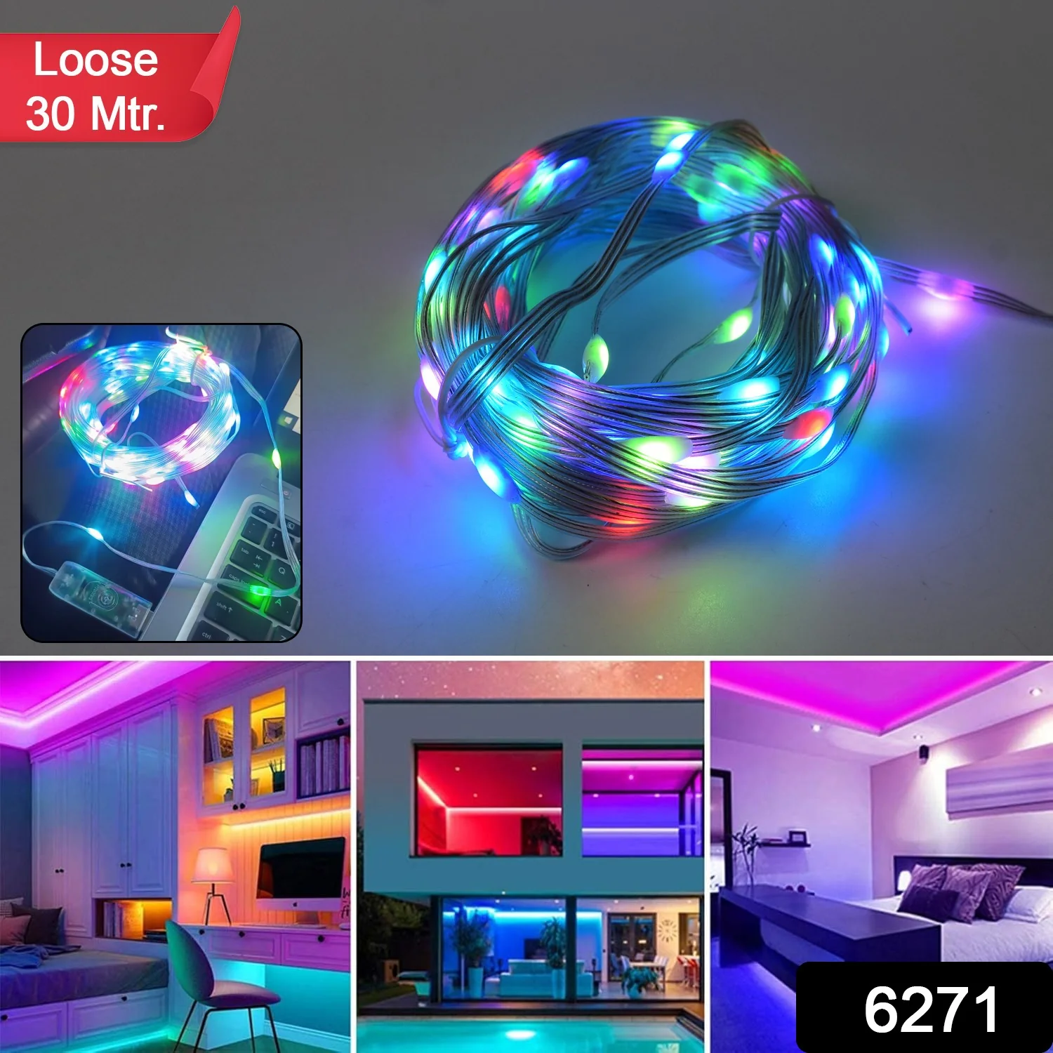 Multi Coloured 30M RGB LED Strip Lights (1 Pc / Loose) - Image 2
