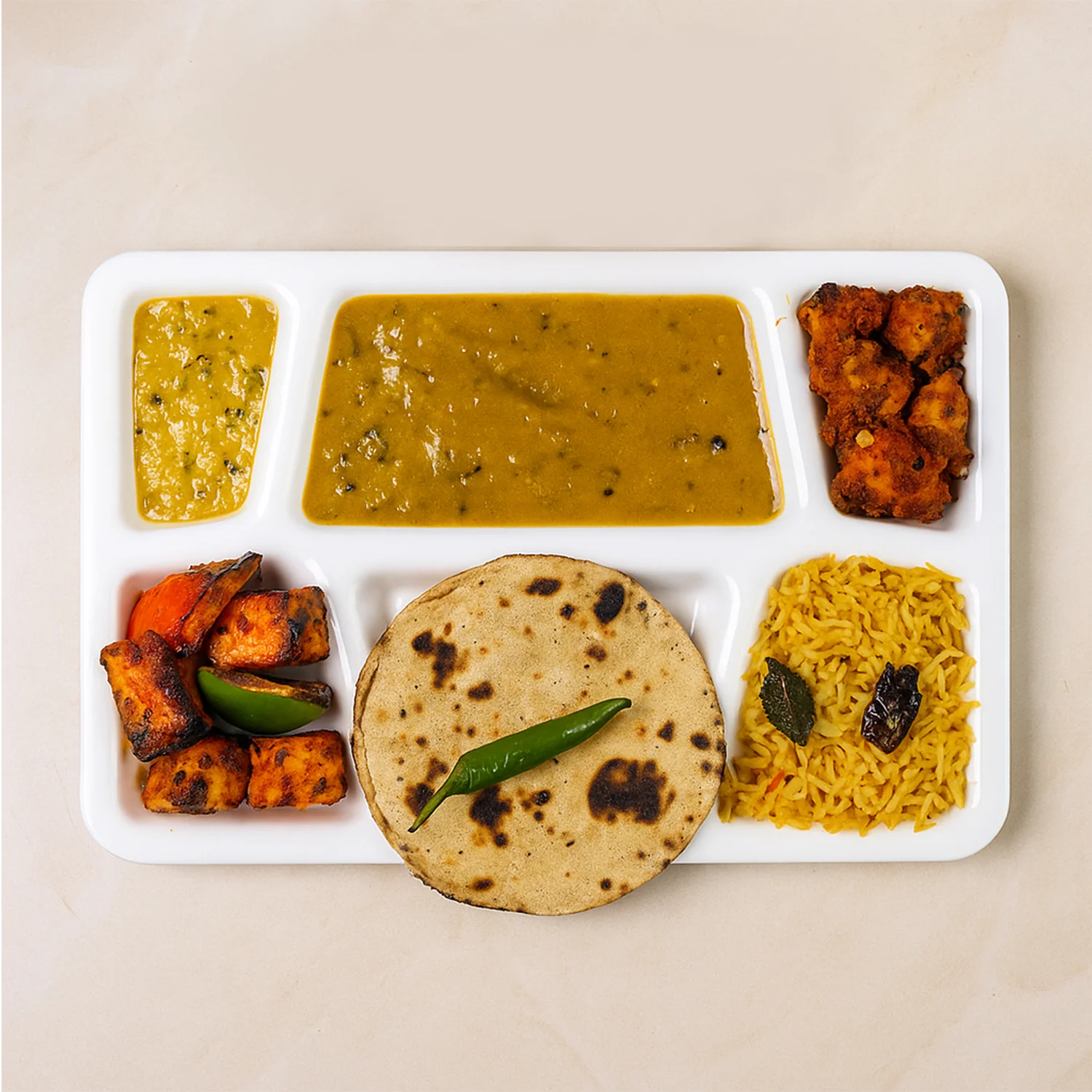 Plastic 3-Compartment Meal Serving Tray – Rectangular Dining Plate (1 Pc / Black) - Image 3