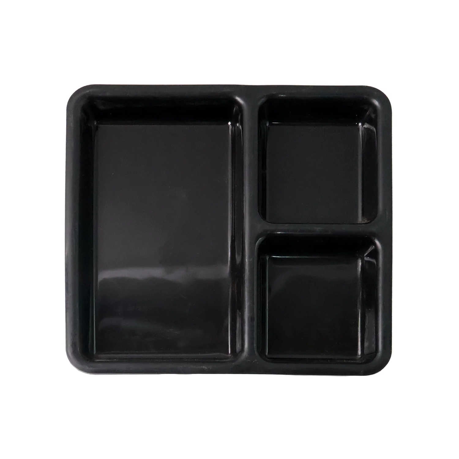 Plastic 3-Compartment Meal Serving Tray – Rectangular Dining Plate (1 Pc / Black) - Image 5