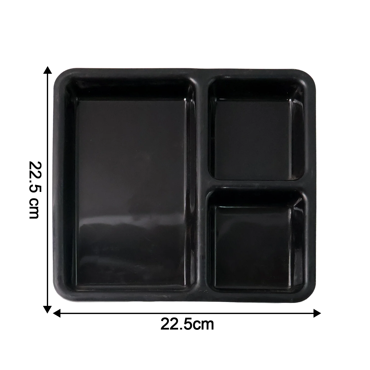 Plastic 3-Compartment Meal Serving Tray – Rectangular Dining Plate (1 Pc / Black) - Image 6