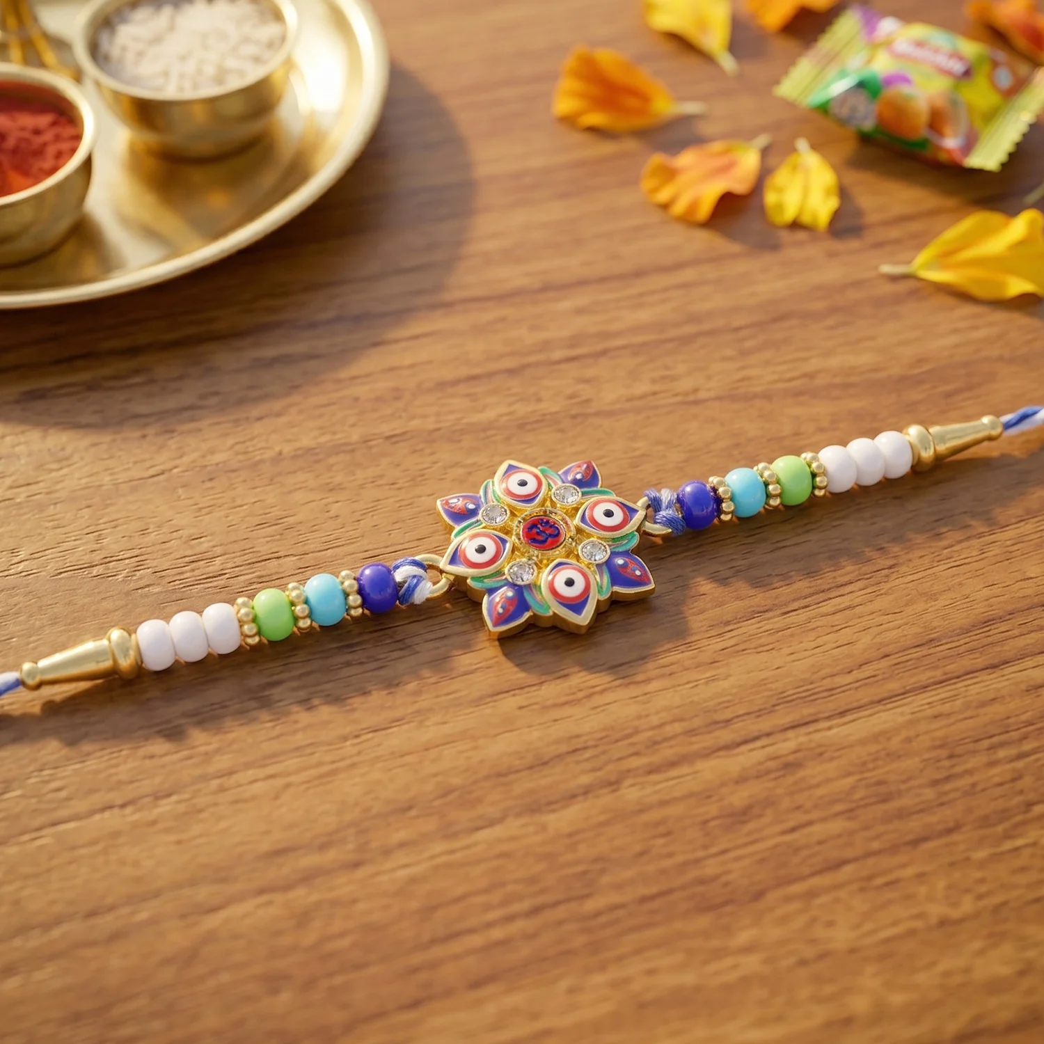 Multi Evil Eye OM Star Designer Rakhi - Image 4