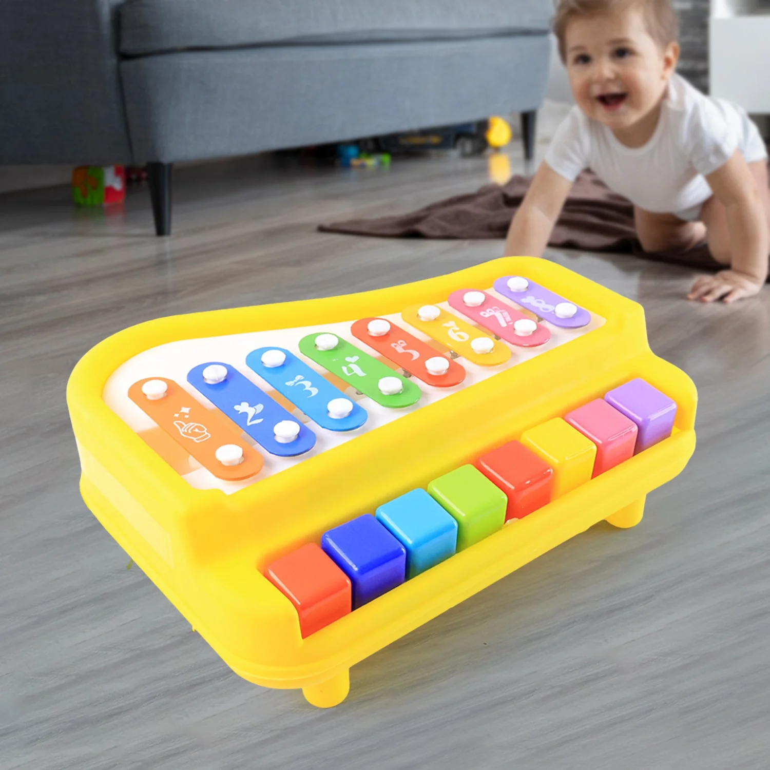 Multi-Function Baby Musical Toy Piano with Xylophone (1 Pc) - Image 6
