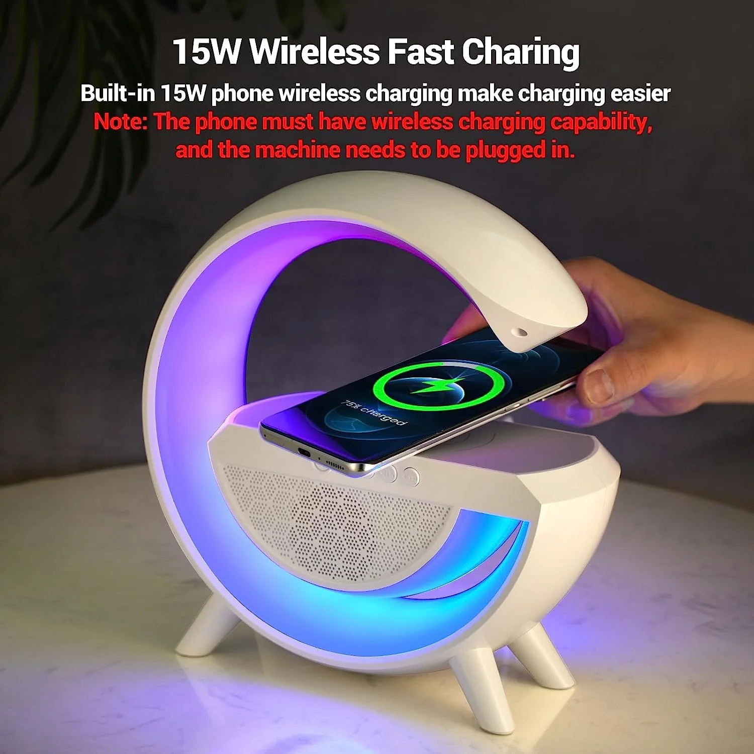 3-in-1 Multi-Function LED Night Lamp with Bluetooth Speaker, Wireless Charging, for Bedroom for Music, Party and Mood Lighting - Perfect Gift for All Occasions blootuth speaker (Media Player) - Image 7