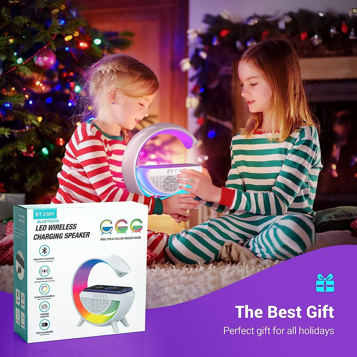 3-in-1 Multi-Function LED Night Lamp with Bluetooth Speaker, Wireless Charging, for Bedroom for Music, Party and Mood Lighting - Perfect Gift for All Occasions blootuth speaker (Media Player) - Image 8