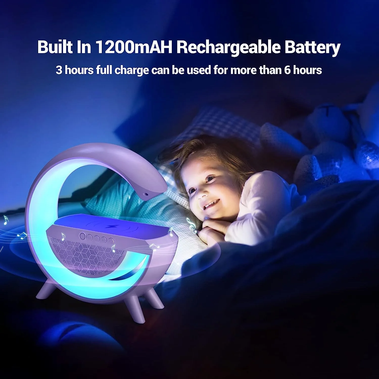 3-in-1 Multi-Function LED Night Lamp with Bluetooth Speaker, Wireless Charging, for Bedroom for Music, Party and Mood Lighting - Perfect Gift for All Occasions blootuth speaker (Media Player) - Image 9