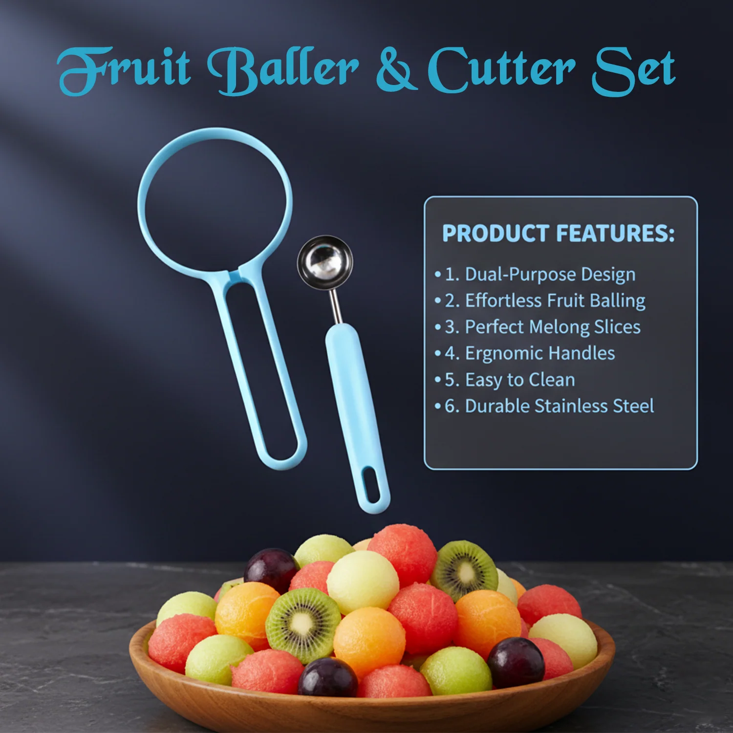 Multi-Function Melon Baller and Fruit Cutter Set - Image 4