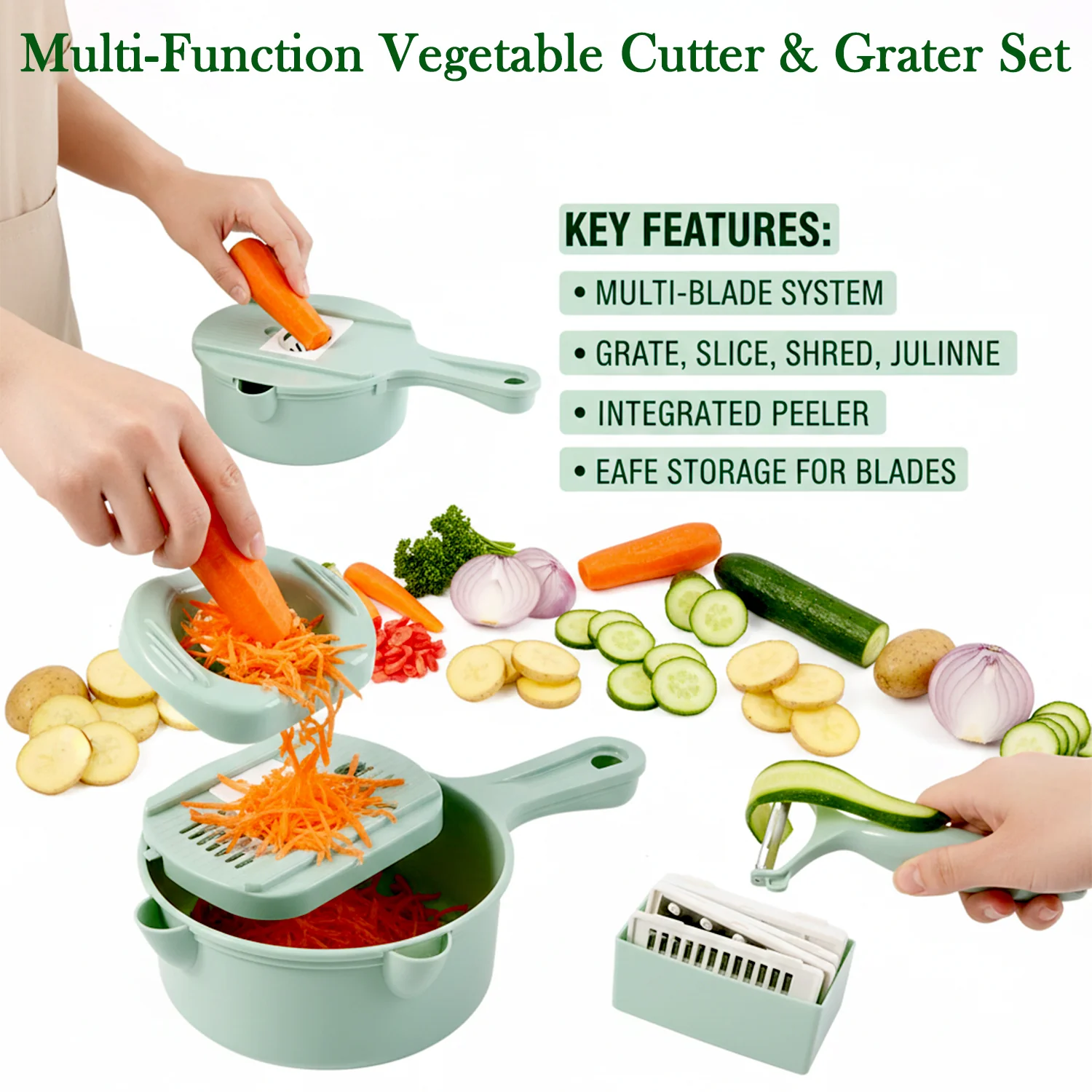 Multi-Function Vegetable Cutter & Grater Set - Image 4