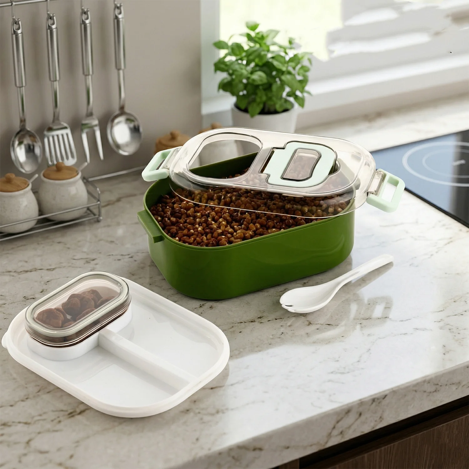 Multi-Functional 1 Set Leakproof Lunch Box with Cutlery & Tumbler - Image 3